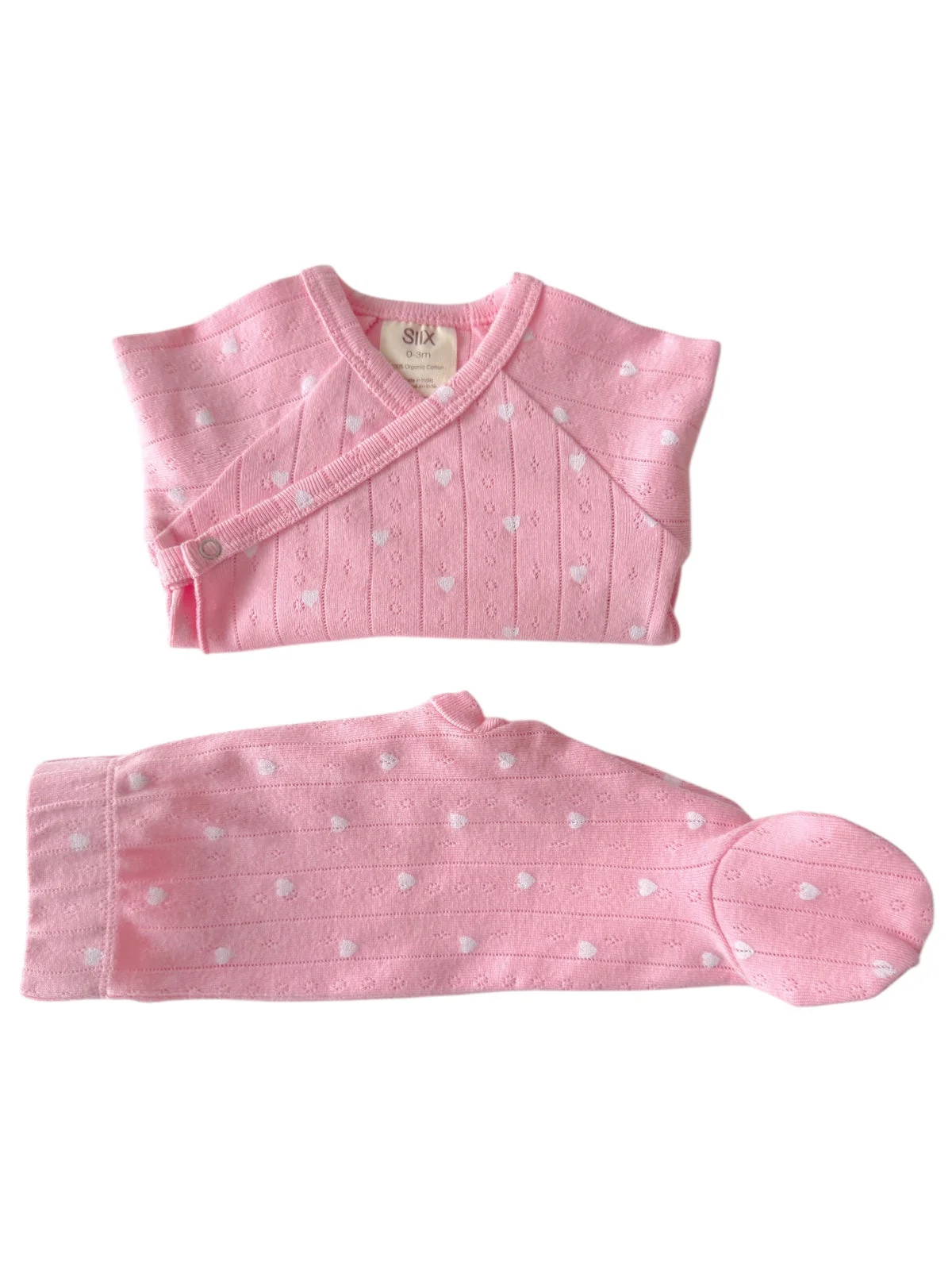Pink with White Heart / Organic Pointelle Newborn Set - Image 5