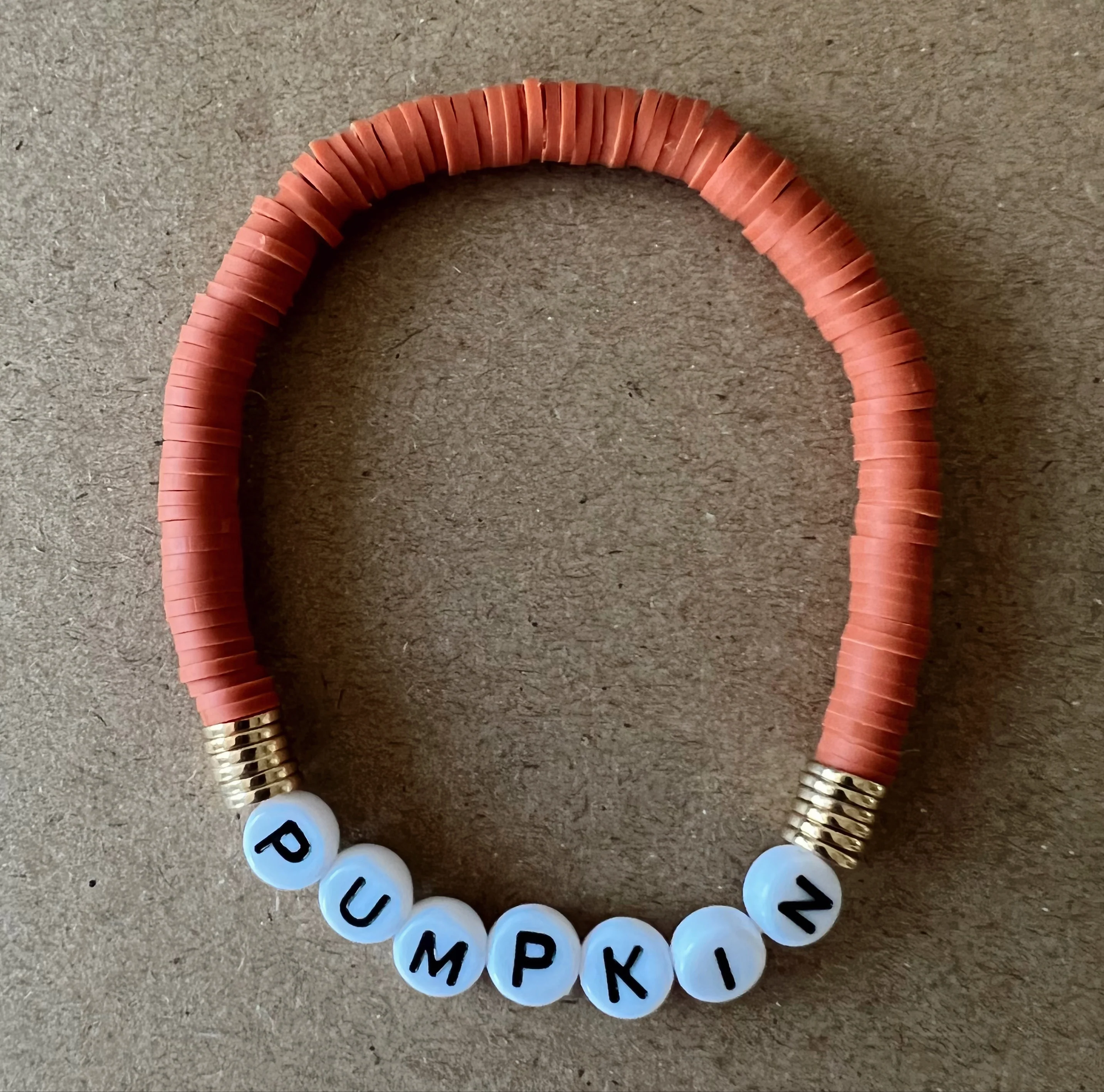 Pnkie Beaded Bracelet, Pumpkin