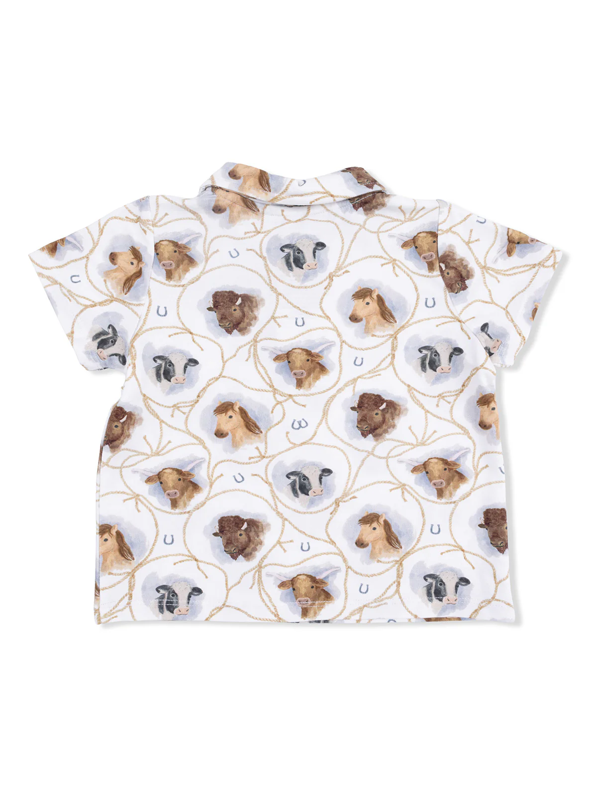 Polo Shirt & Casual Short Set, Farm Animals Rope Cameos - Image 2