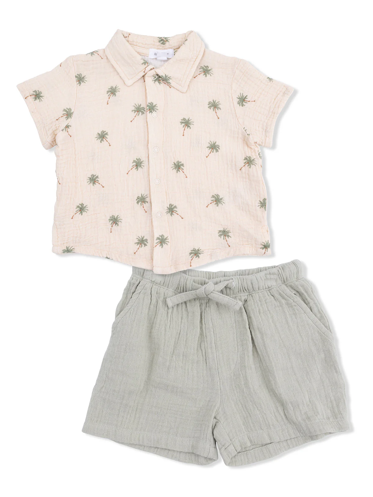 Polo Shirt & Casual Short Set, Palm Trees - Image 2