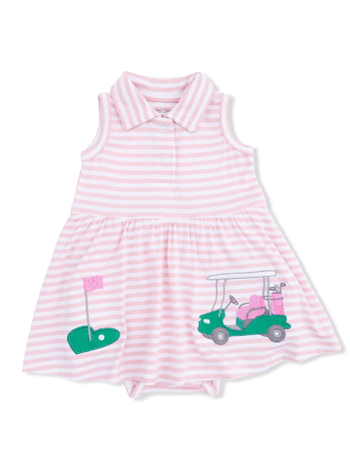 Polo Tennis Bodysuit Dress, Pink Striped Golf