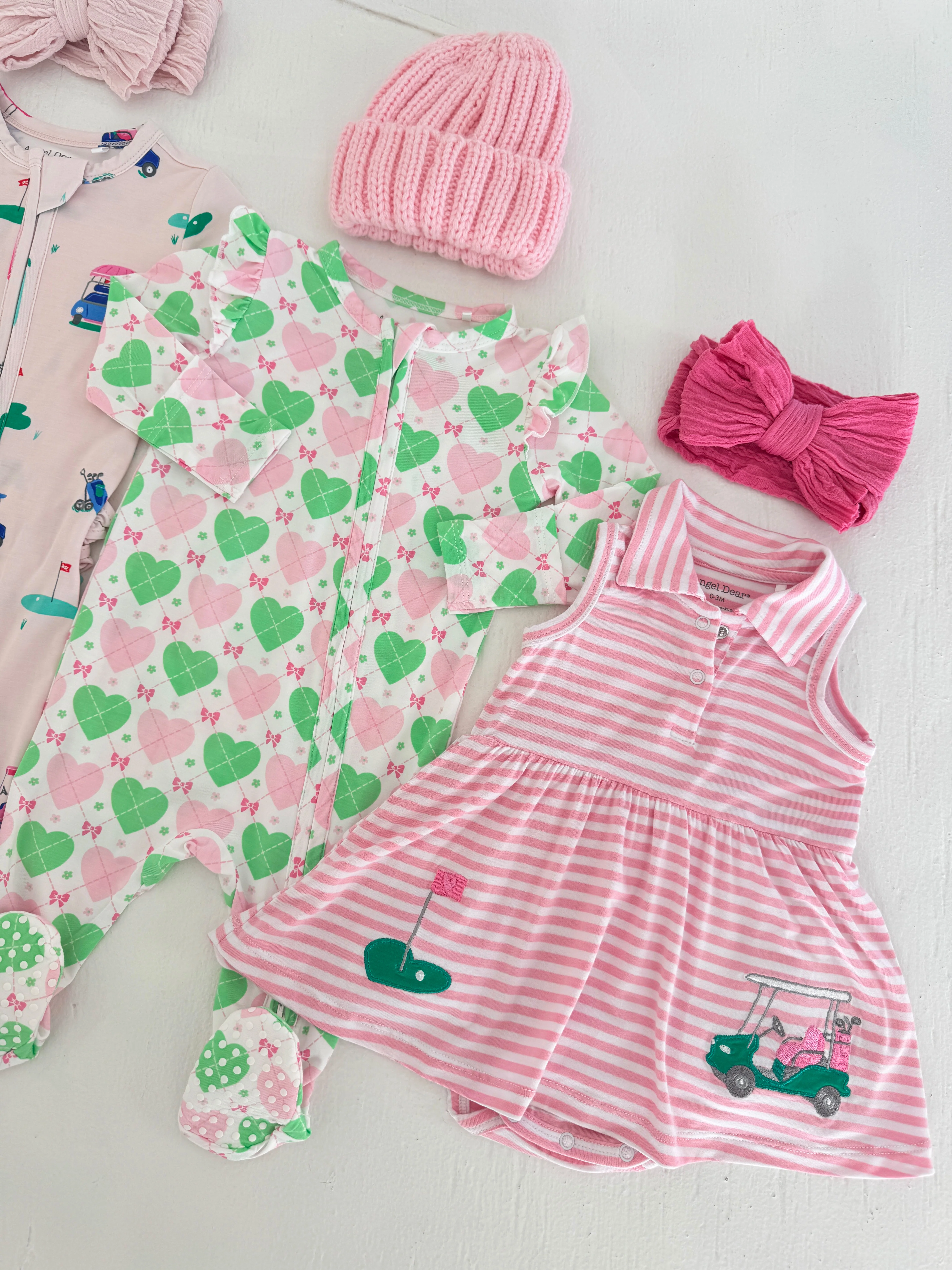 Polo Tennis Bodysuit Dress, Pink Striped Golf - Image 2