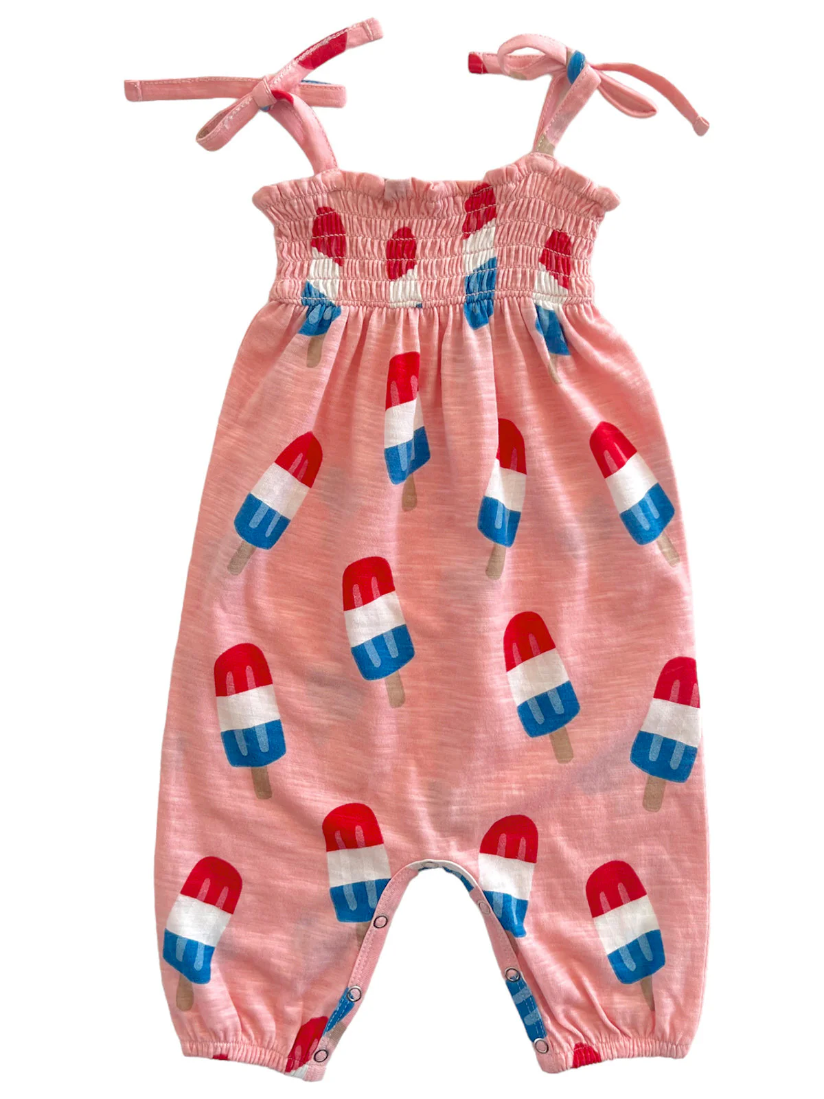 Popsicle Pink / Organic Smocked Jumpsuit - Image 3