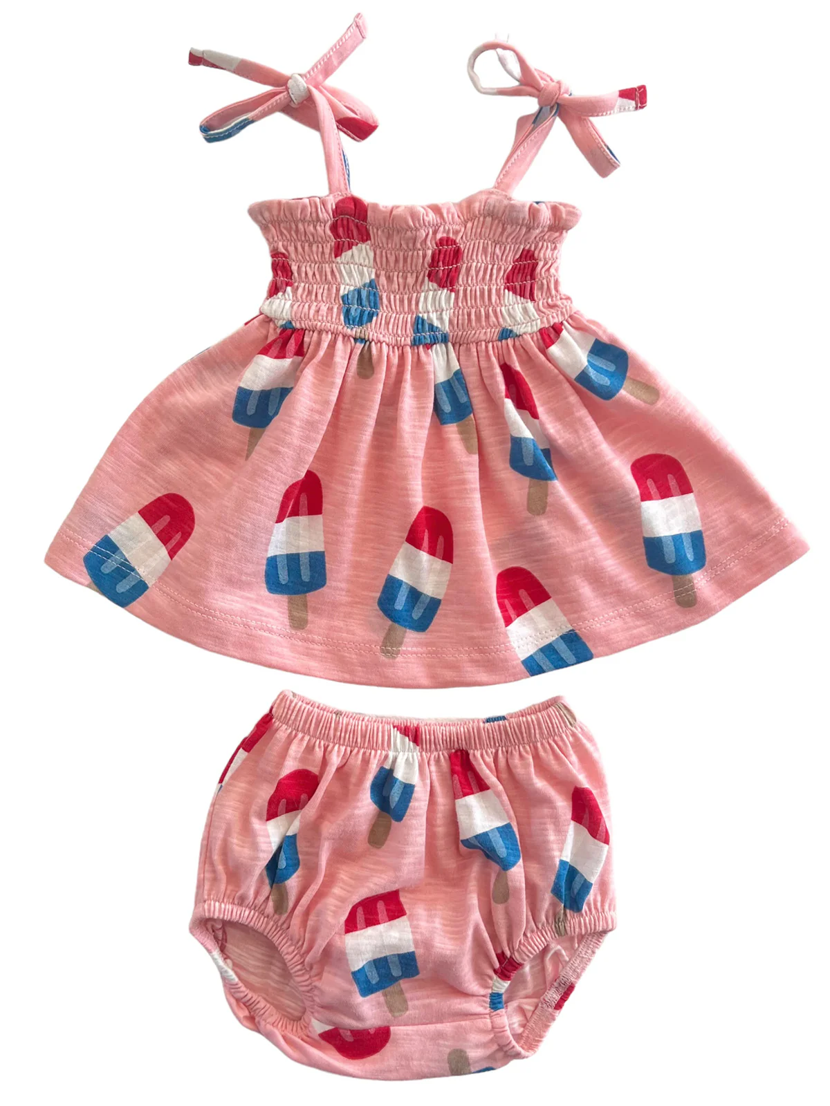 Popsicle Pink / Organic Smocked Set - Image 2