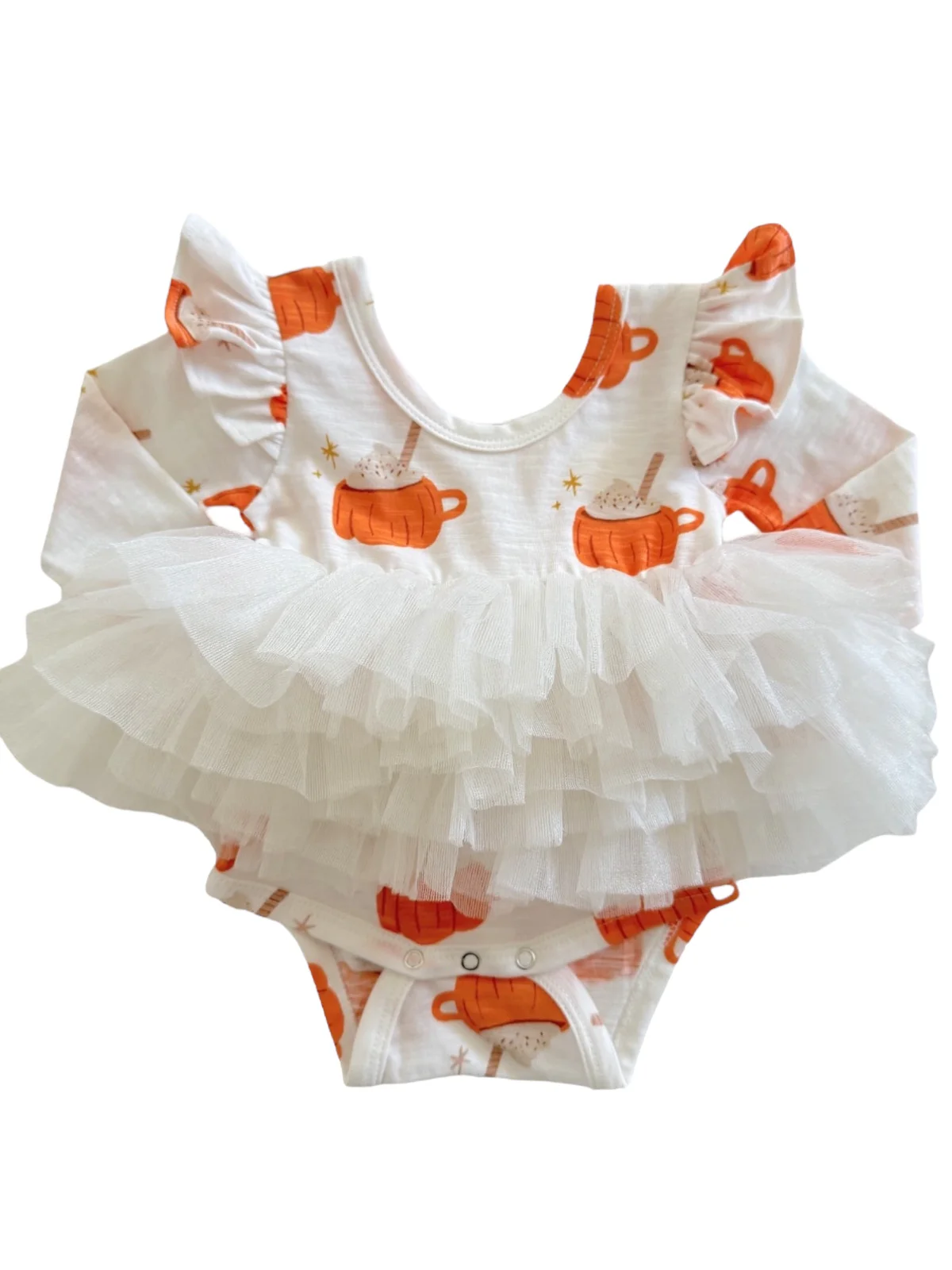 Pumpkin Mug / Organic Long Sleeve Tutu Bodysuit - Image 2