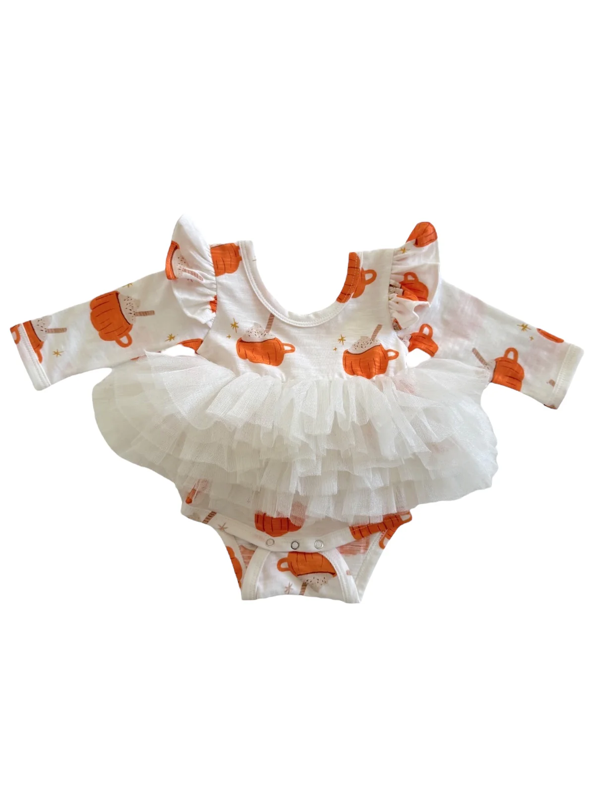 Pumpkin Mug / Organic Long Sleeve Tutu Bodysuit - Image 3
