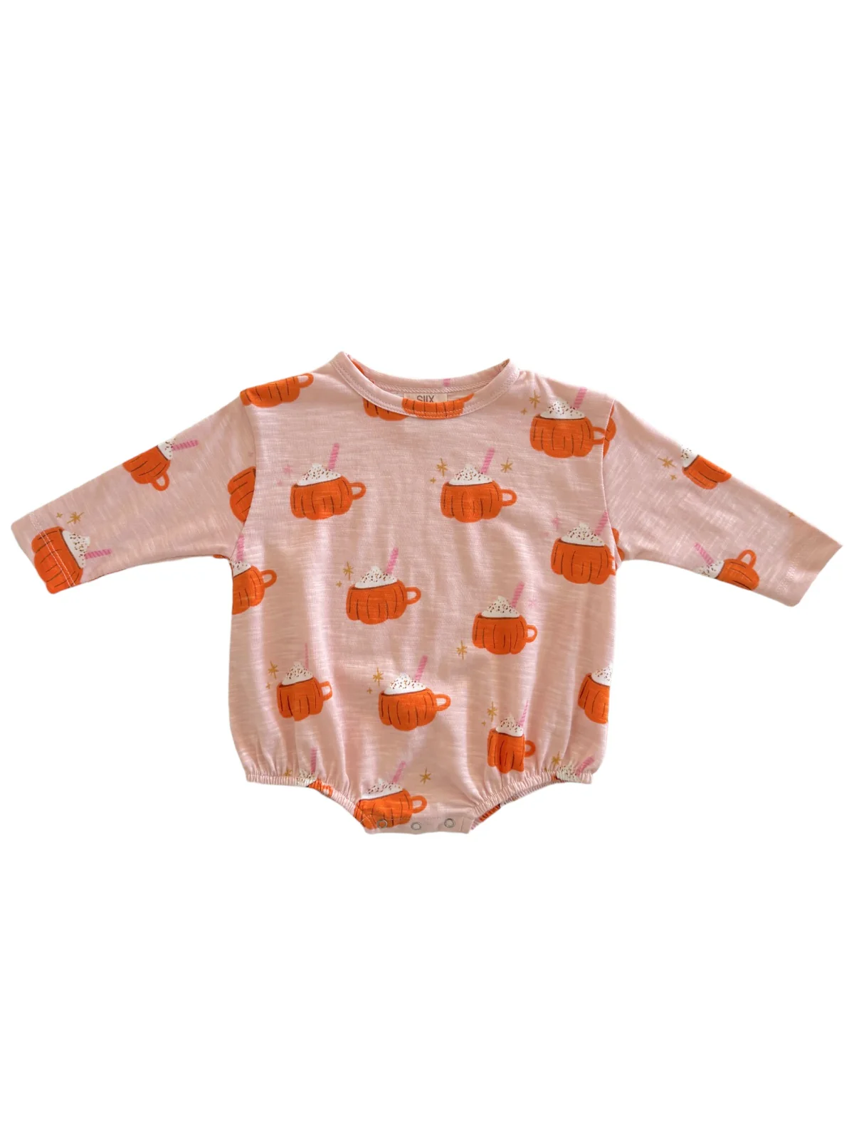 Pumpkin Mug Pink / Organic Long Sleeve T-Shirt Bubble - Image 3