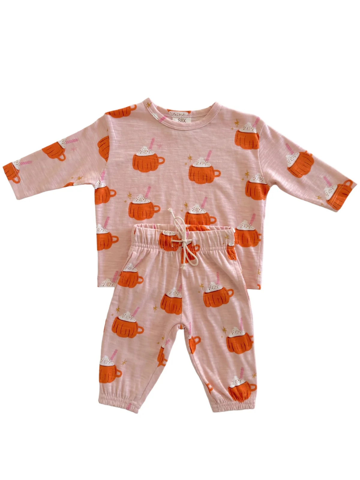 Pumpkin Mug Pink / Organic Long Sleeve Tee & Pant Set - Image 3