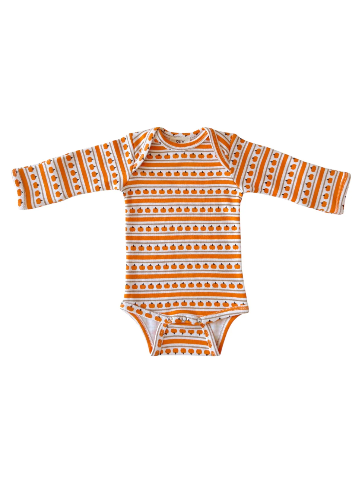 Pumpkin Stripe / Organic Long Sleeve Bodysuit - Image 2