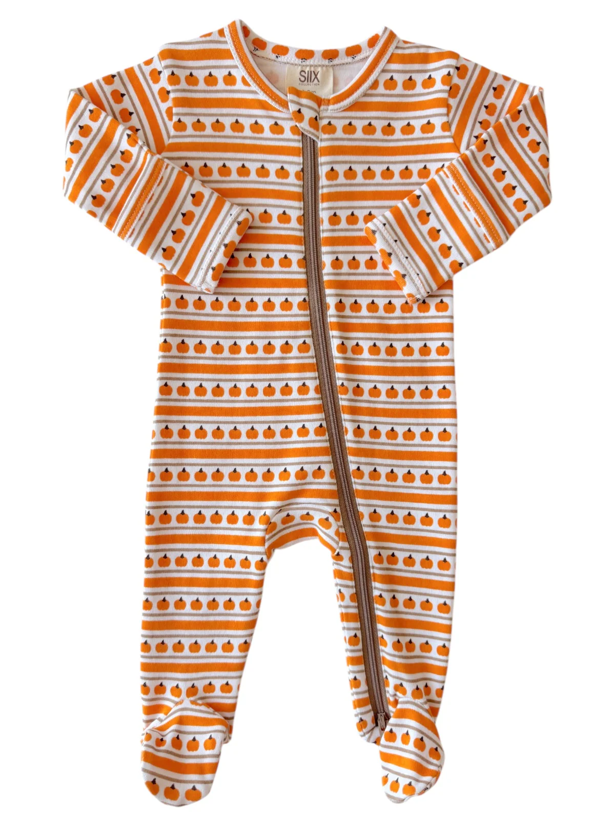 Pumpkin Stripe / Organic Zip Footie - Image 3