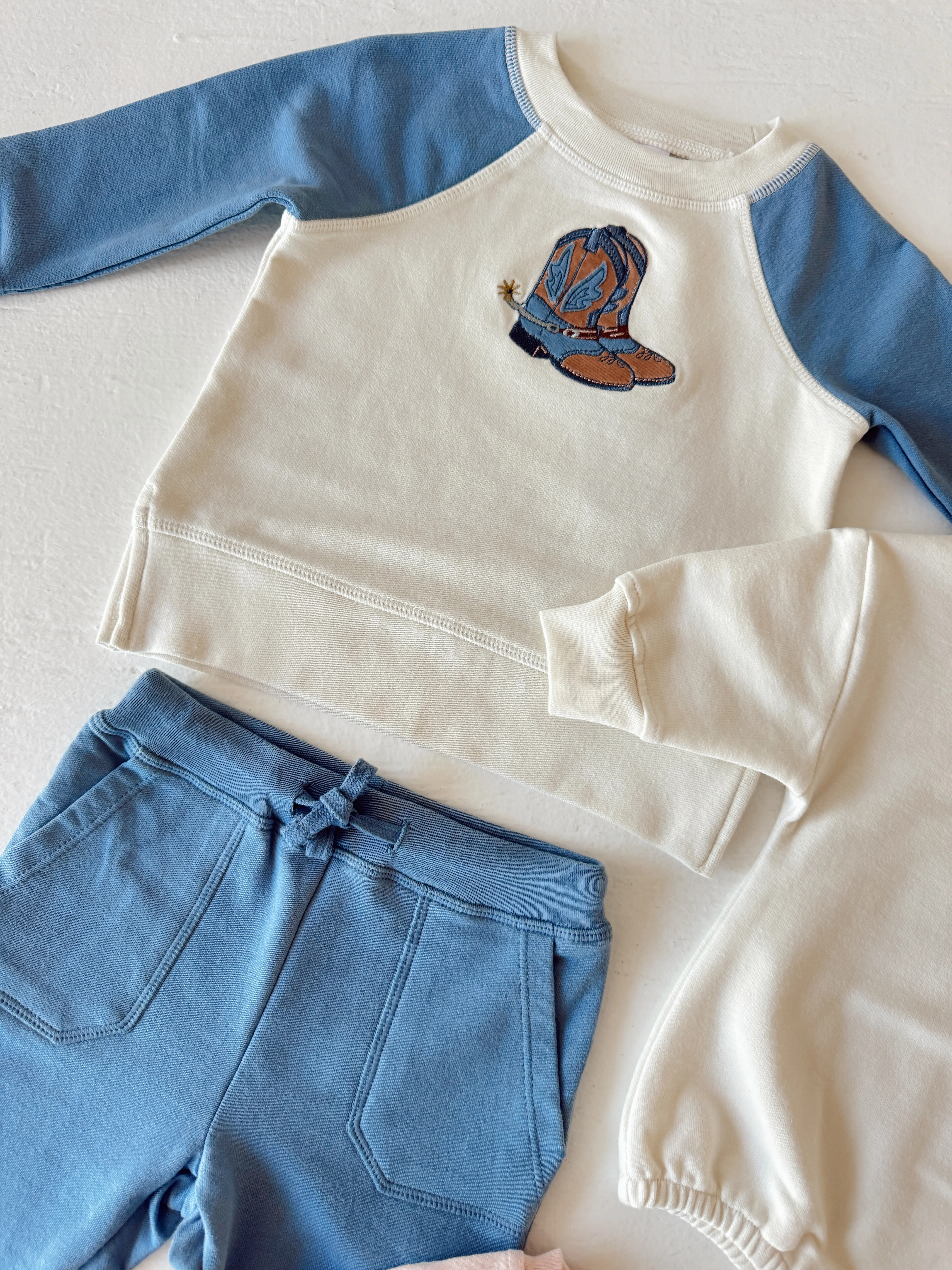 Raglan Sweatshirt & Jogger, Cowboy Boots - Image 2