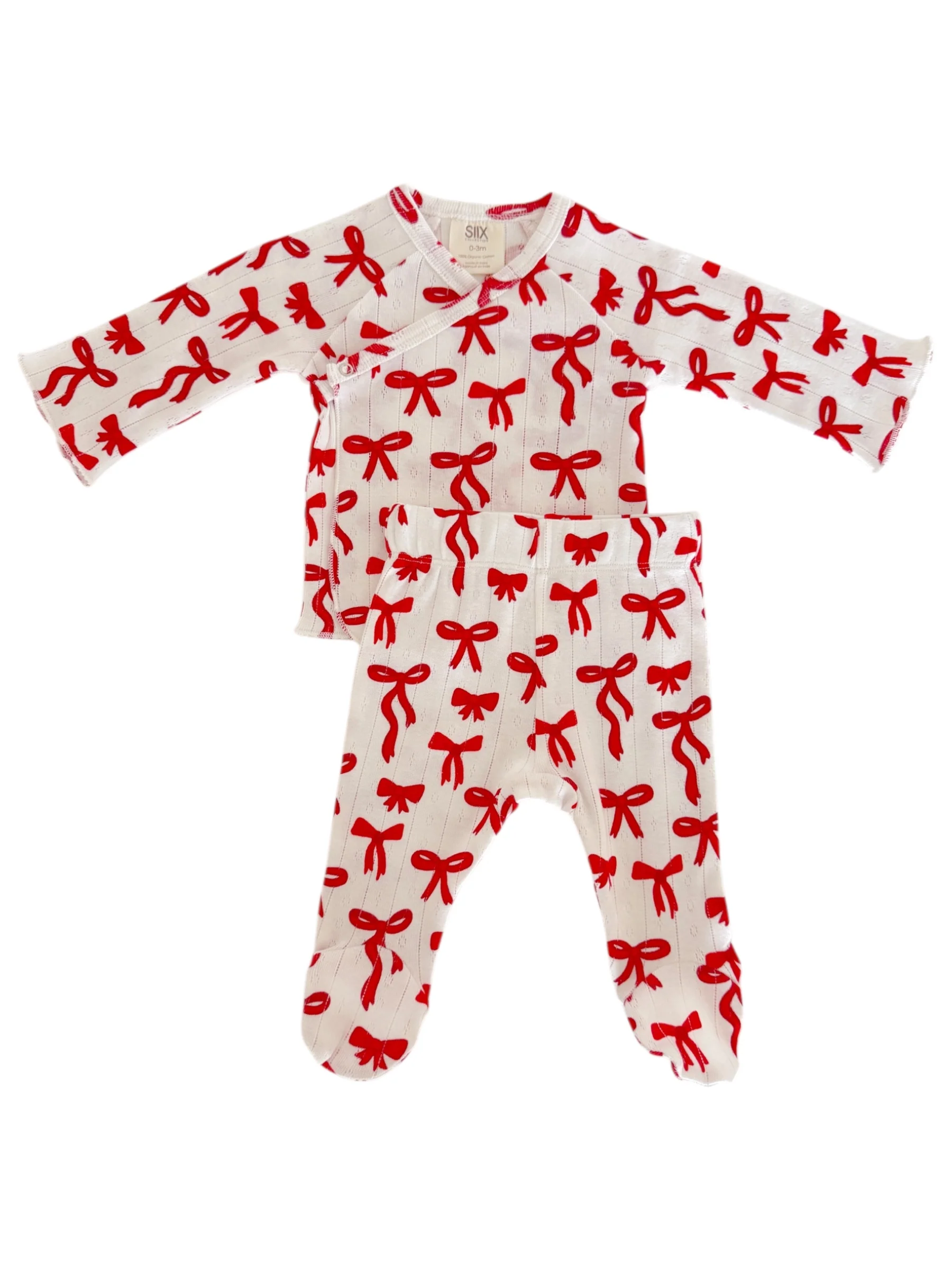 Red Bows / Organic Pointelle Newborn Set - Image 4