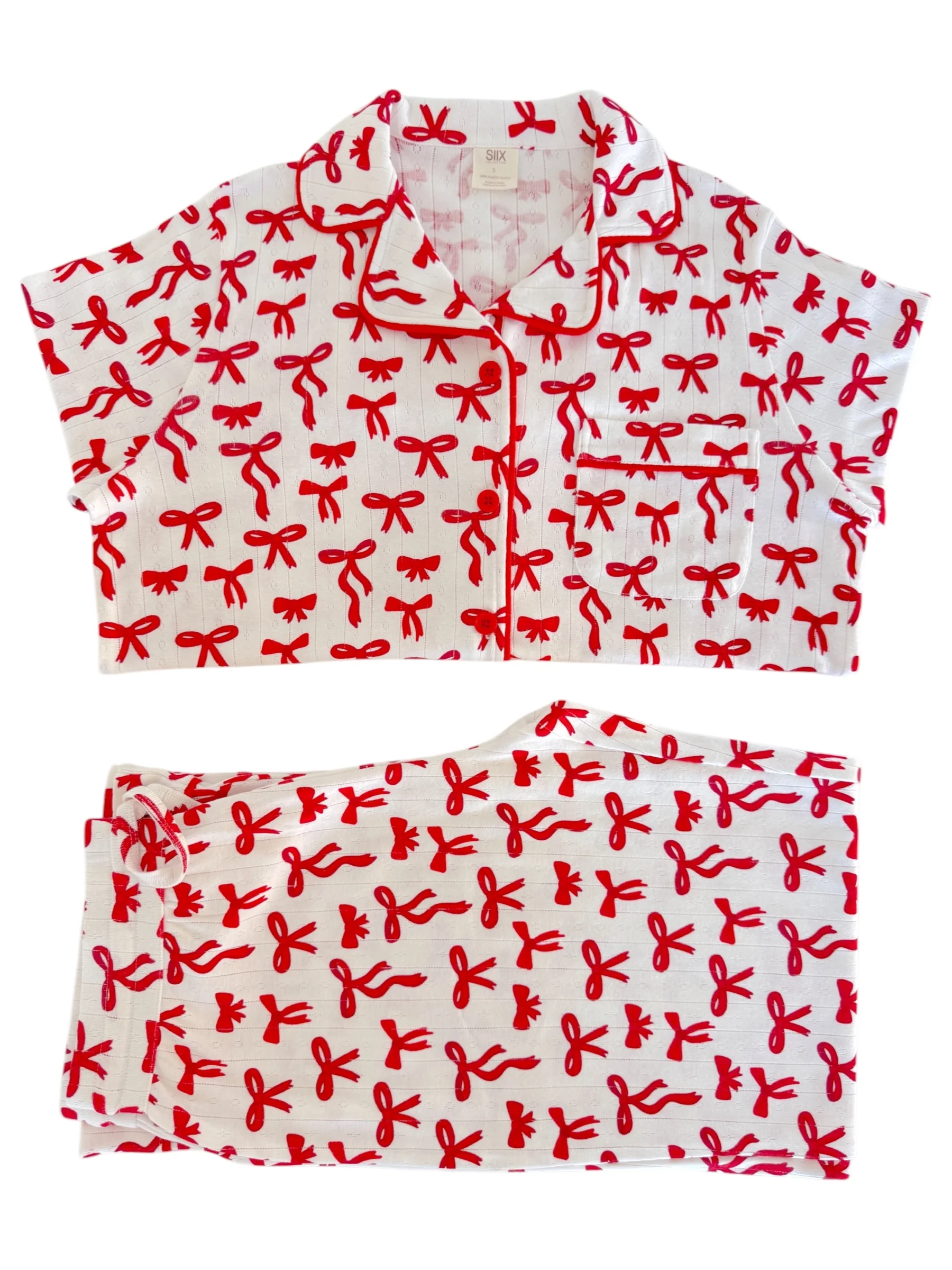 Red Bows / Organic Pointelle Women's Lounge Set - Image 2