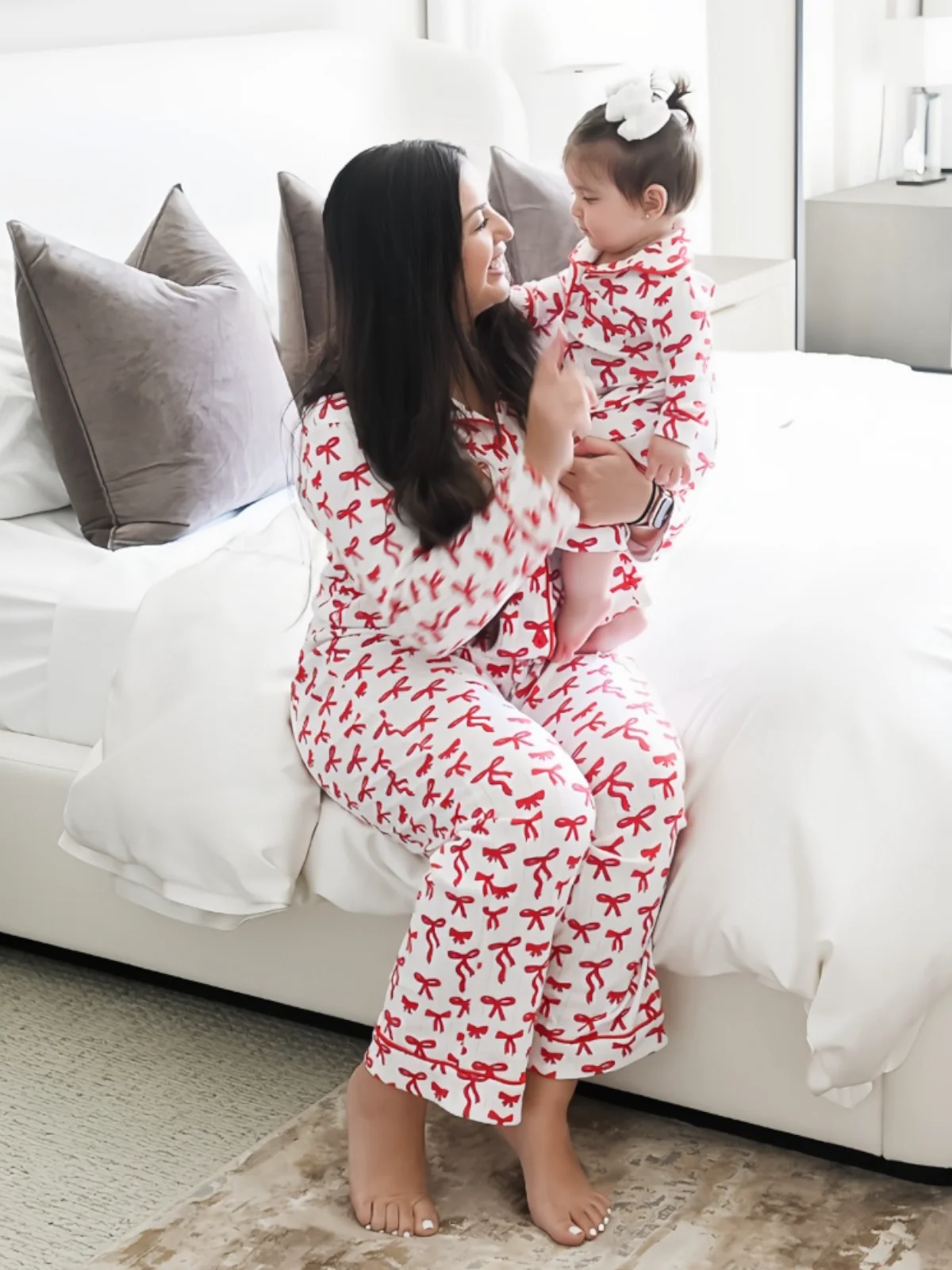 Red Bows / Organic Pointelle Women's Lounge Set - Image 3