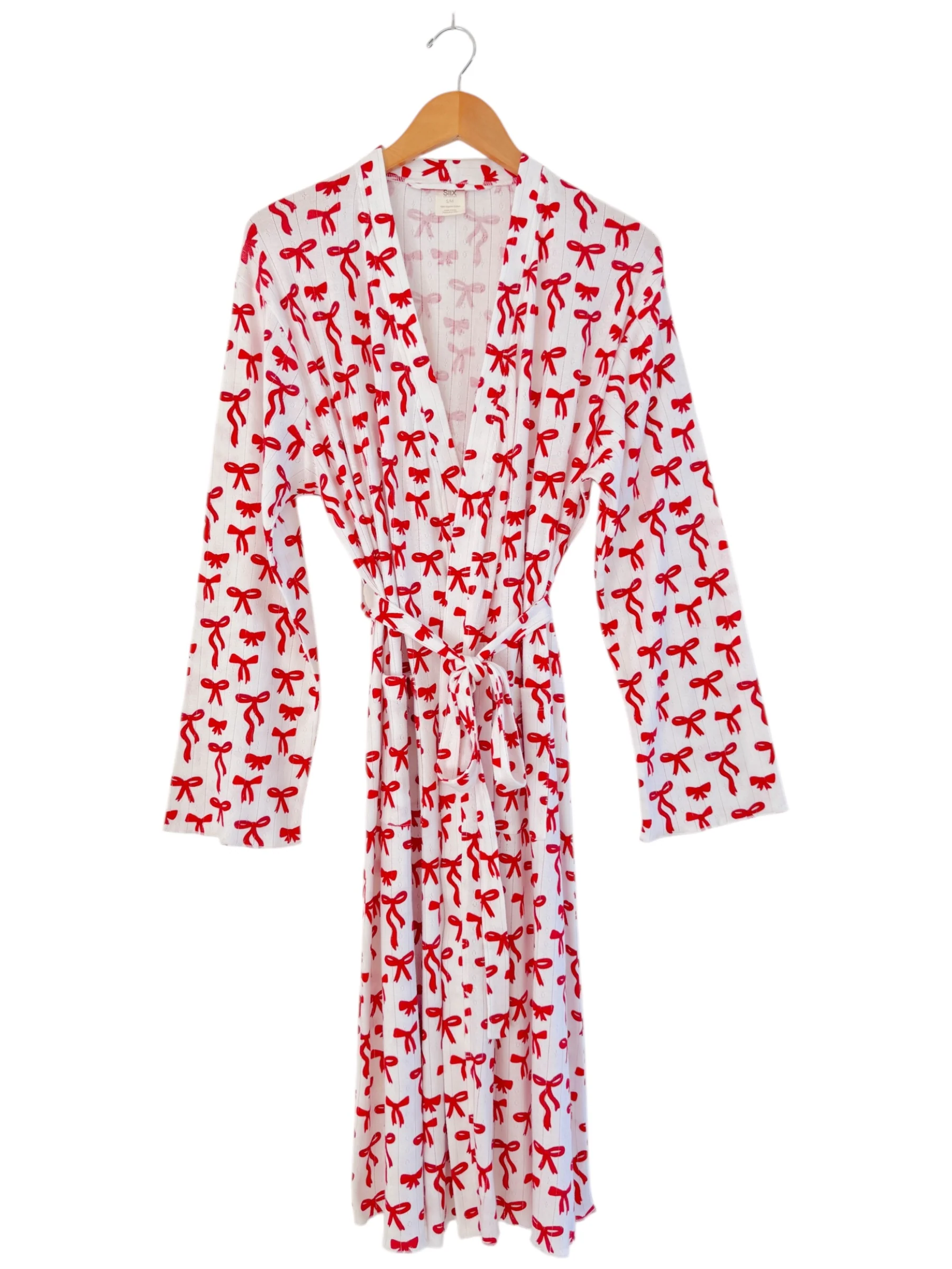 Red Bows / Organic Pointelle Women's Robe