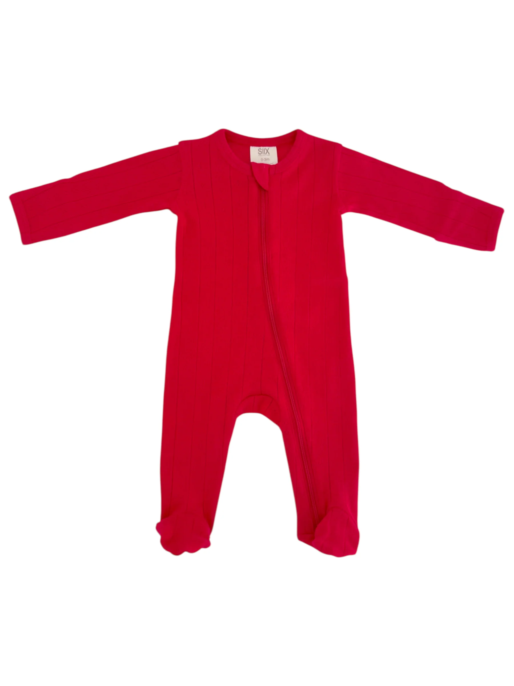 Red / Organic Pointelle 2-Way Zip Footie - Image 2