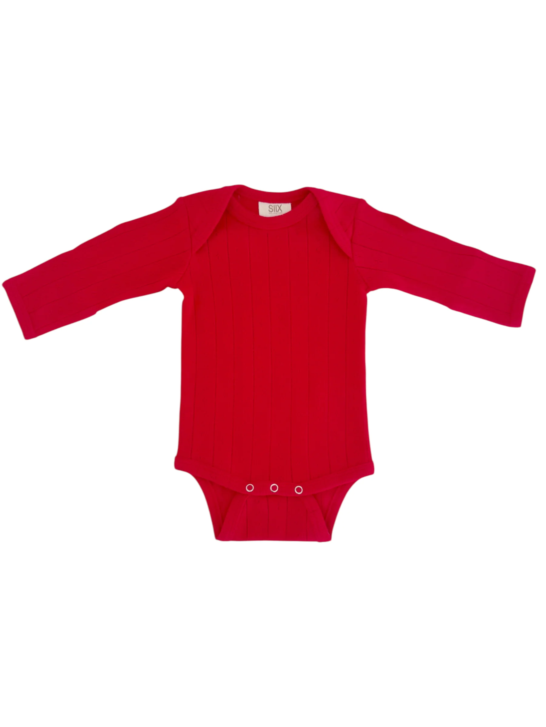 Red / Organic Pointelle Long Sleeve Bodysuit - Image 4