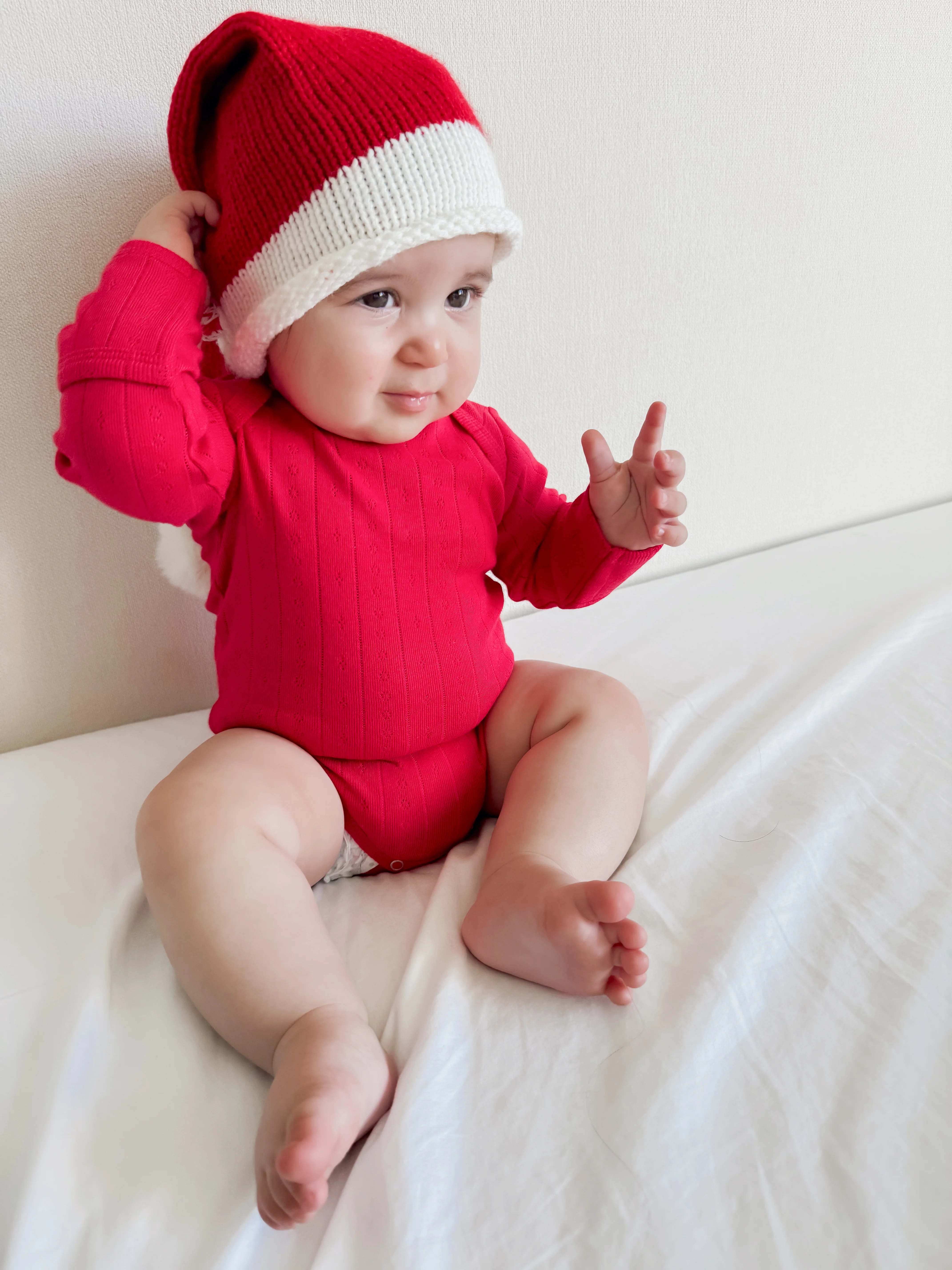 Red / Organic Pointelle Long Sleeve Bodysuit - Image 8