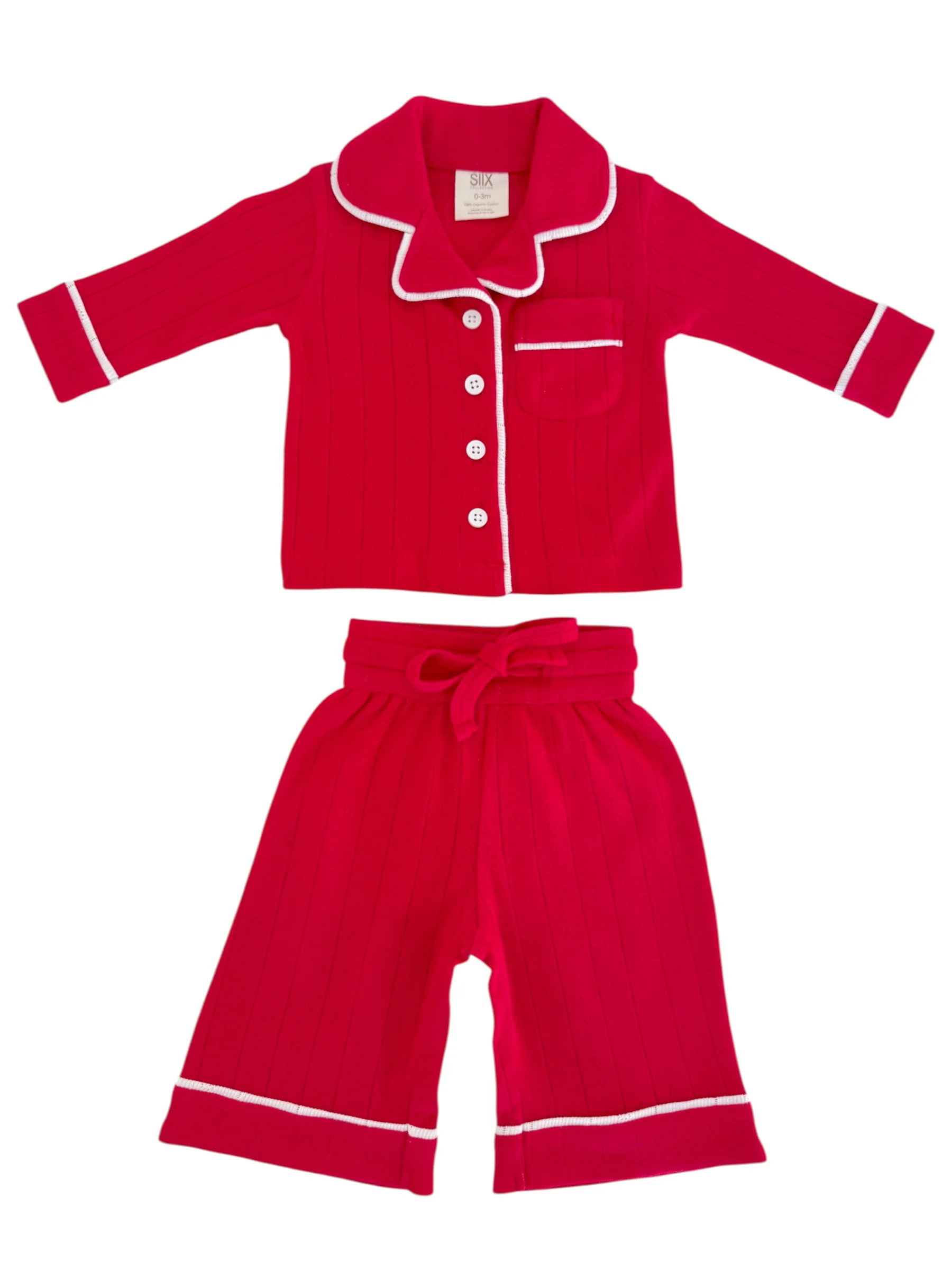 Red / Organic Pointelle Lounge Set - Image 2