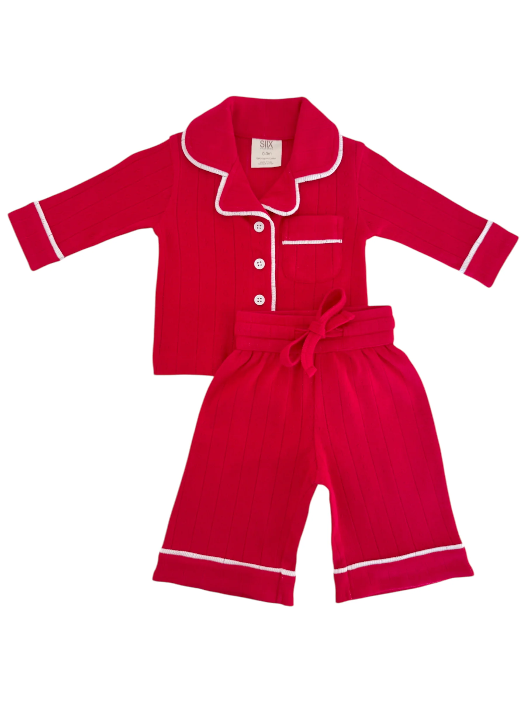 Red / Organic Pointelle Lounge Set - Image 3