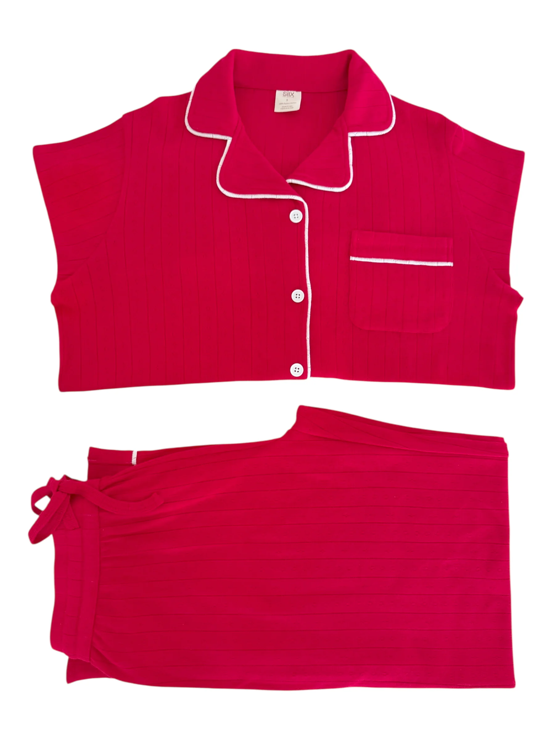 Red / Organic Pointelle Women's Lounge Set - Image 2