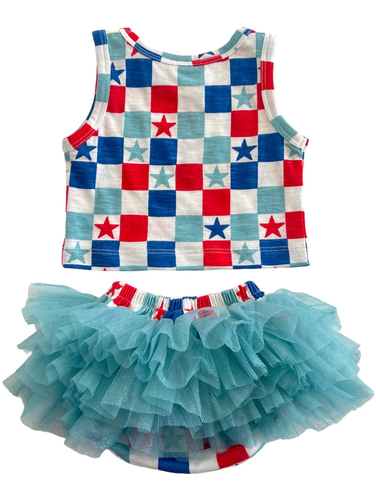 Red, White & Blue Checkerboard / Organic Tutu Bloomer Set - Image 2
