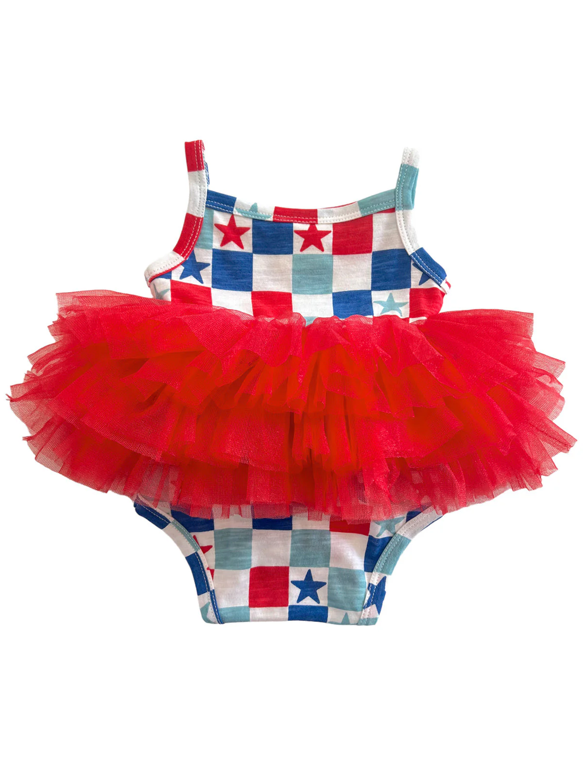 Red, White & Blue Checkerboard / Organic Tutu Bodysuit - Image 2