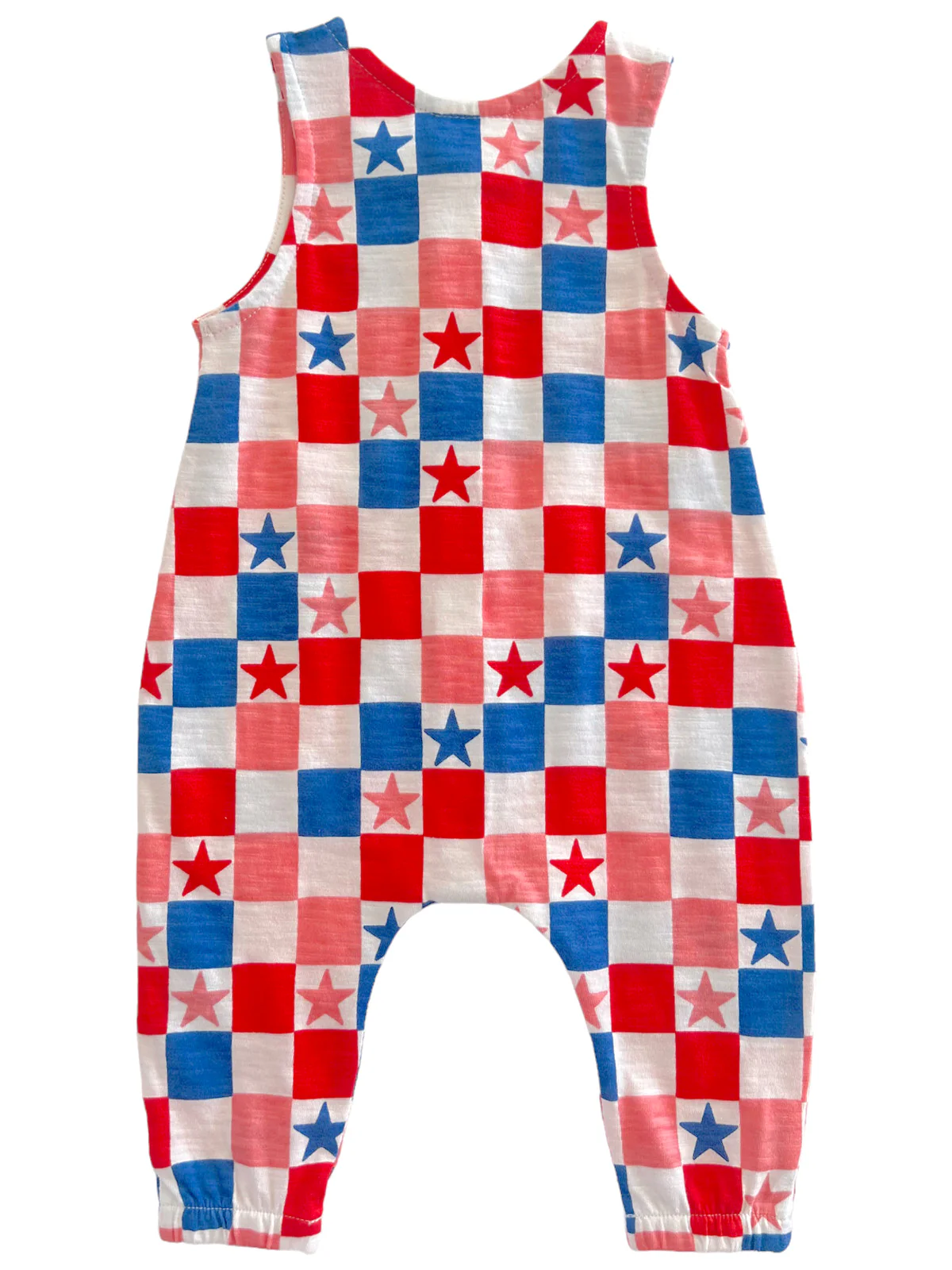 Red, White, Blue & Pink Checkerboard / Organic Bay Jumpsuit - Image 3