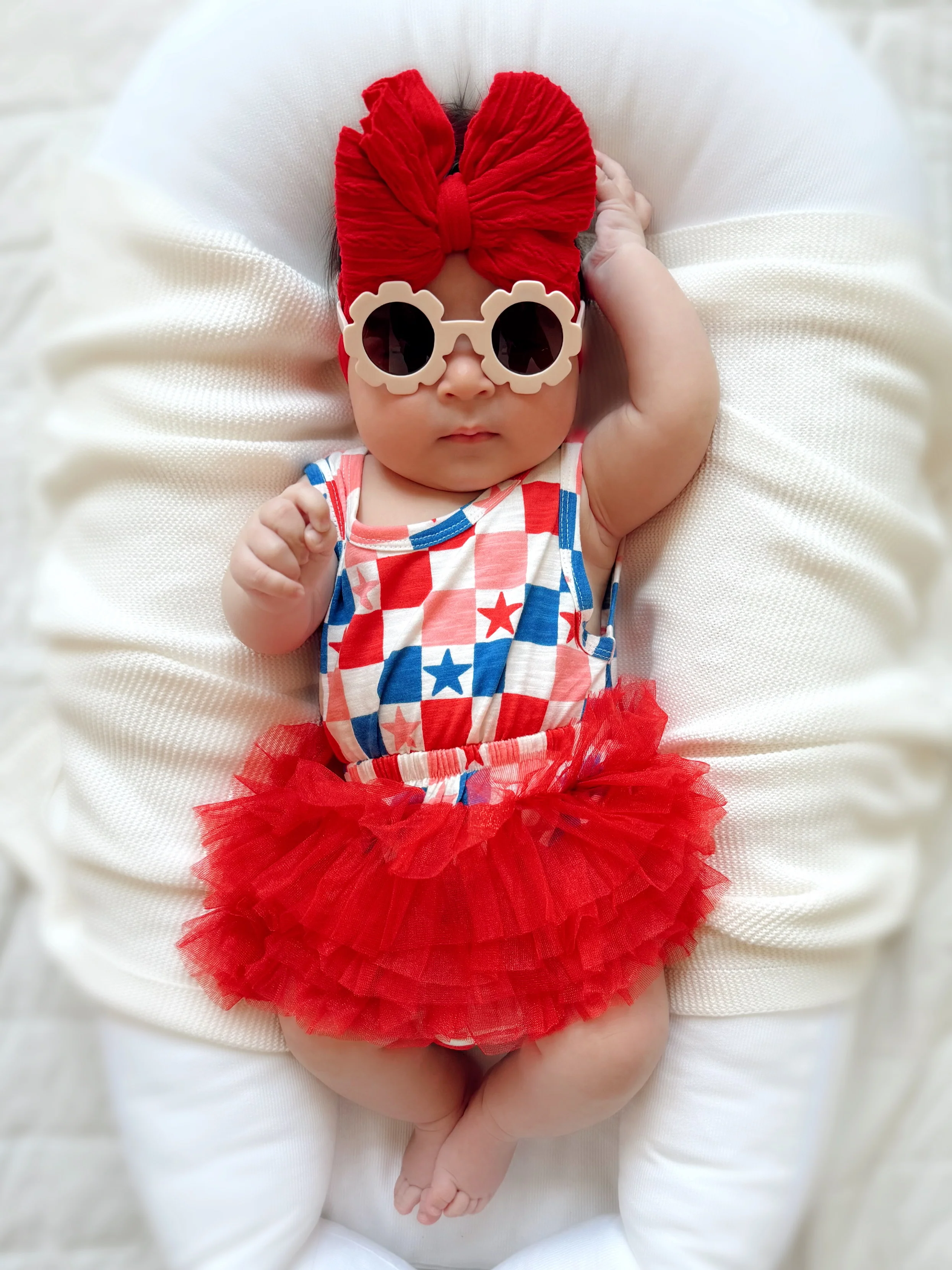 Red, White, Blue & Pink Checkerboard / Organic Tutu Bloomer Set