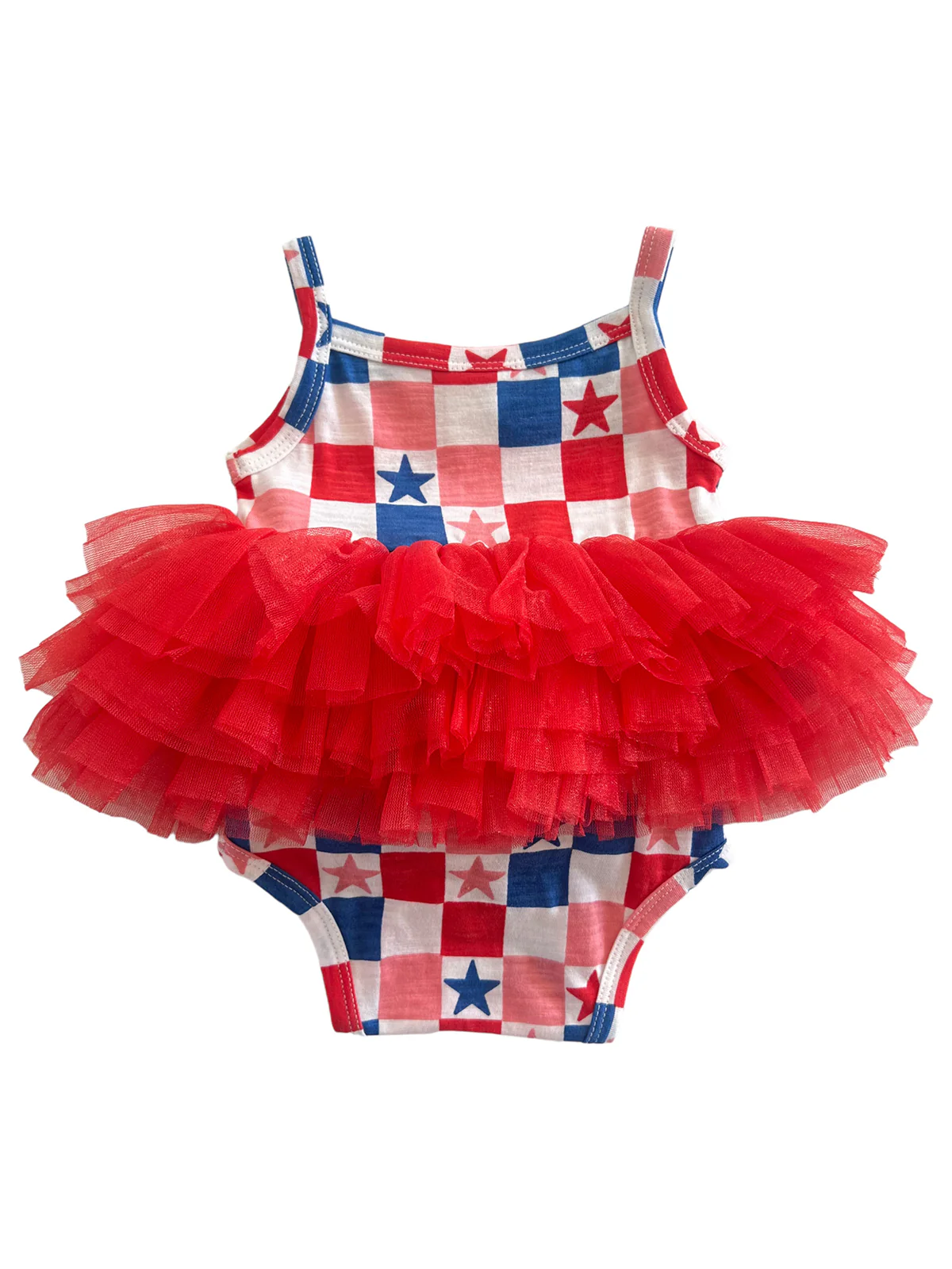 Red, White, Blue & Pink Checkerboard / Organic Tutu Bodysuit - Image 2