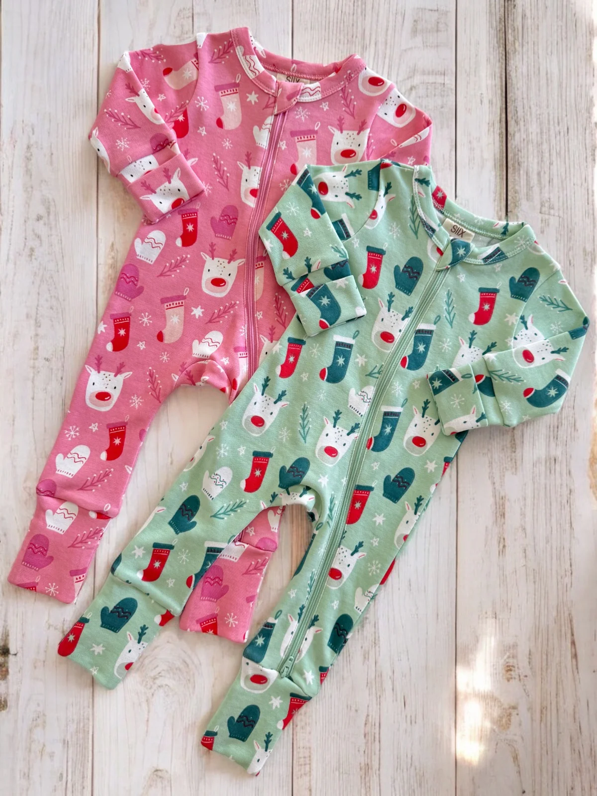 Reindeer / Organic 2-Way Zip Romper - Image 3