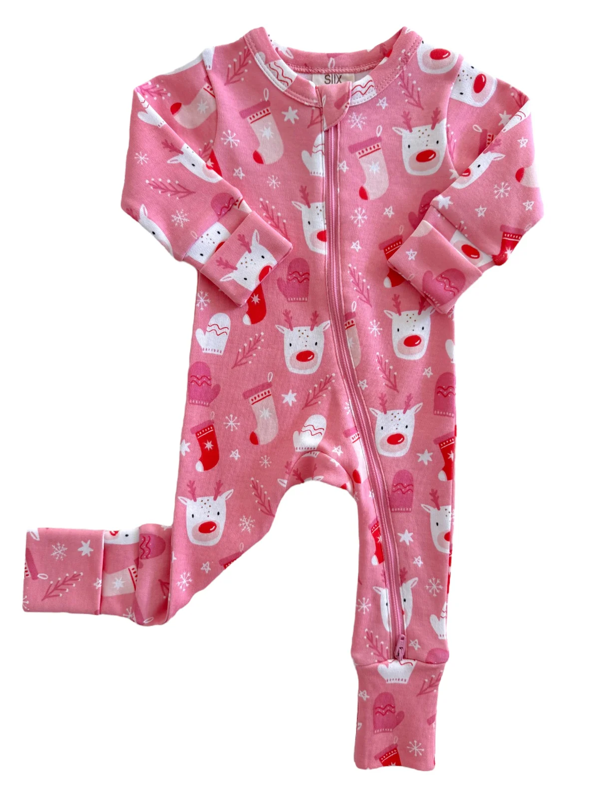 Reindeer Pink / Organic 2-Way Zip Romper - Image 2