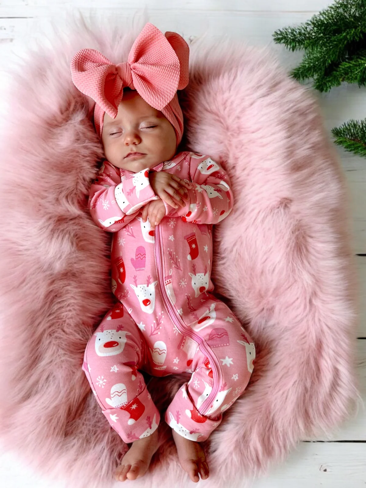 Reindeer Pink / Organic 2-Way Zip Romper - Image 3