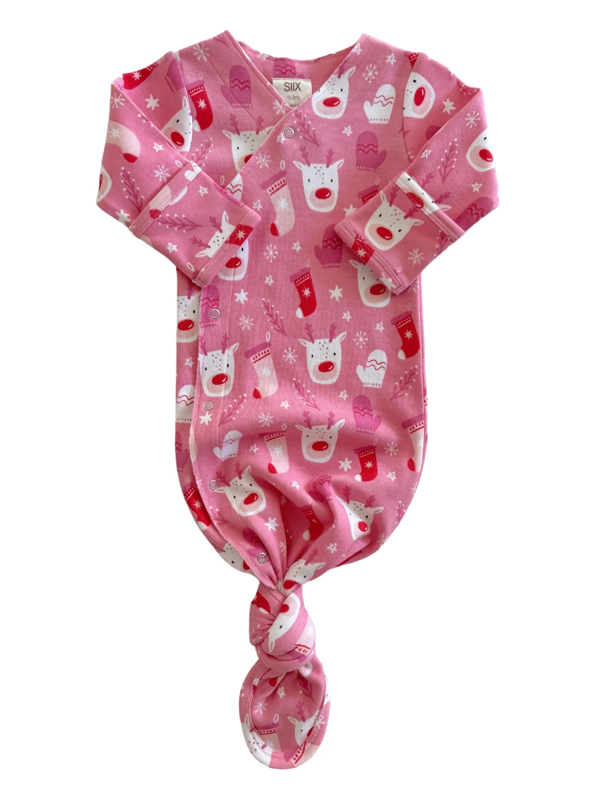 Reindeer Pink / Organic Kimono Knot Gown - Image 3