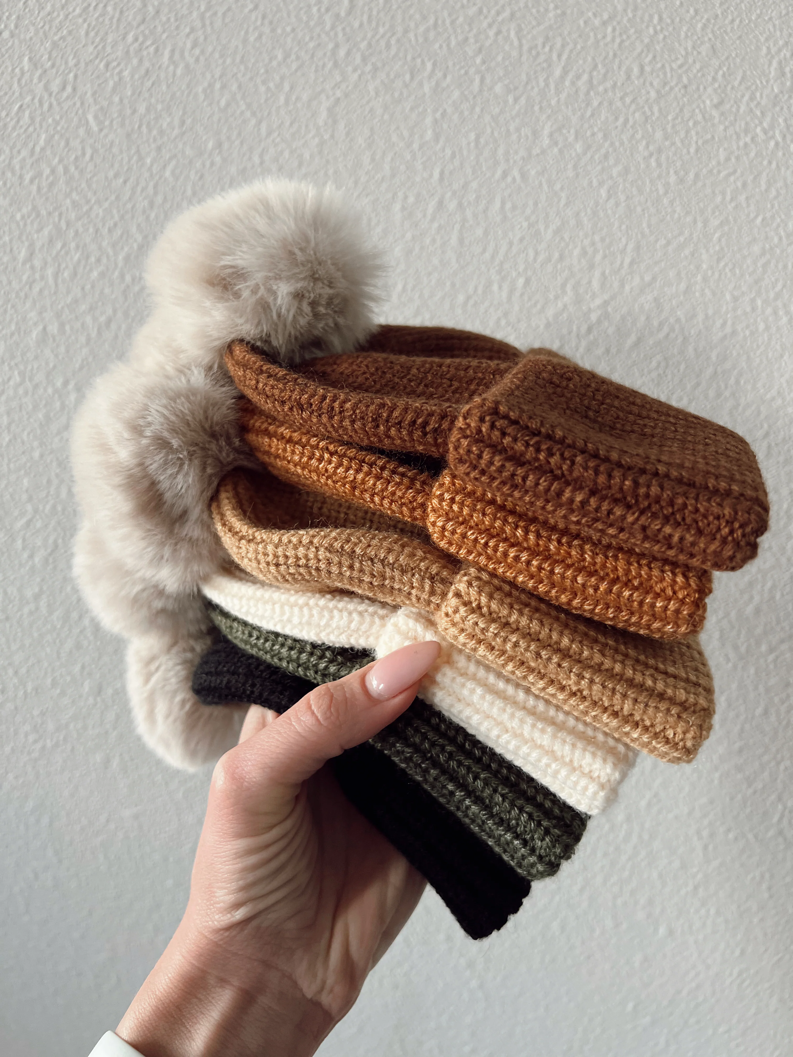 Rib Knit Fur Pom Hat, Saddle - Image 5