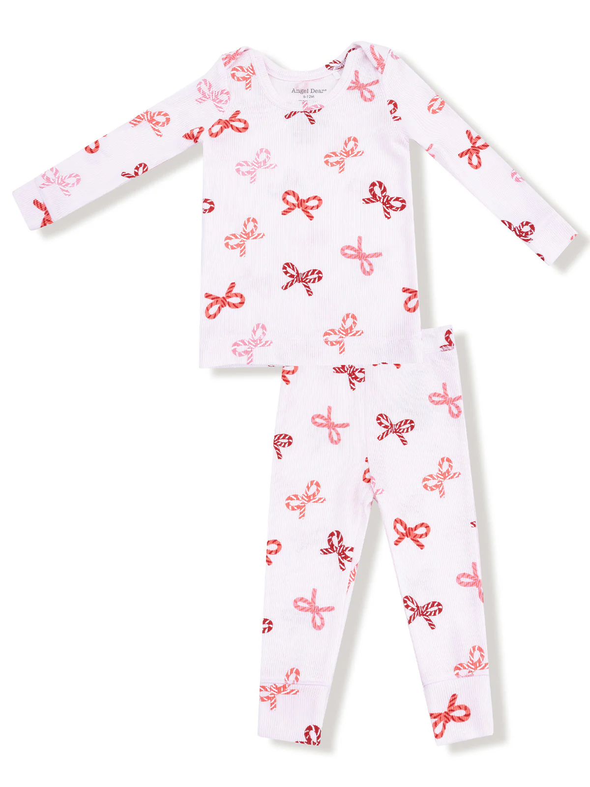 Ribbed Loungewear Set, Candy Cane Bows