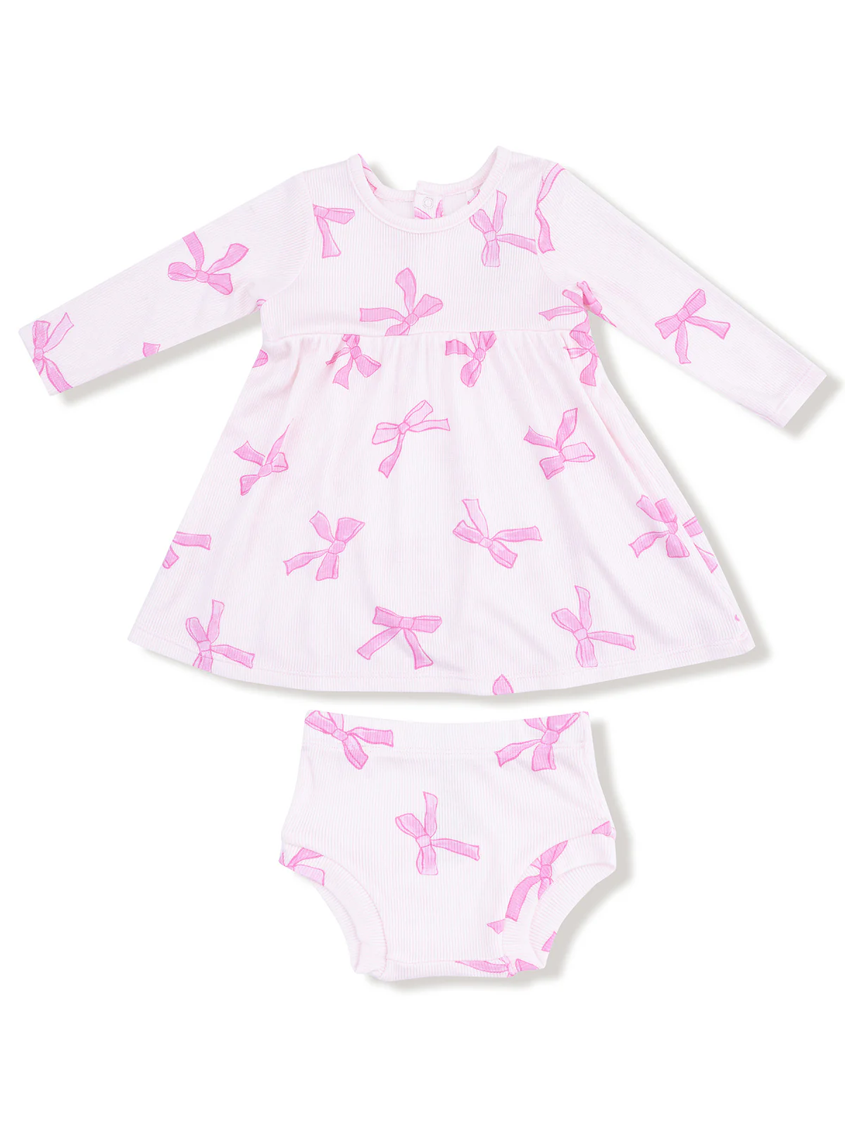 Ribbed Simple Dress & Bloomer, Pretty Bows