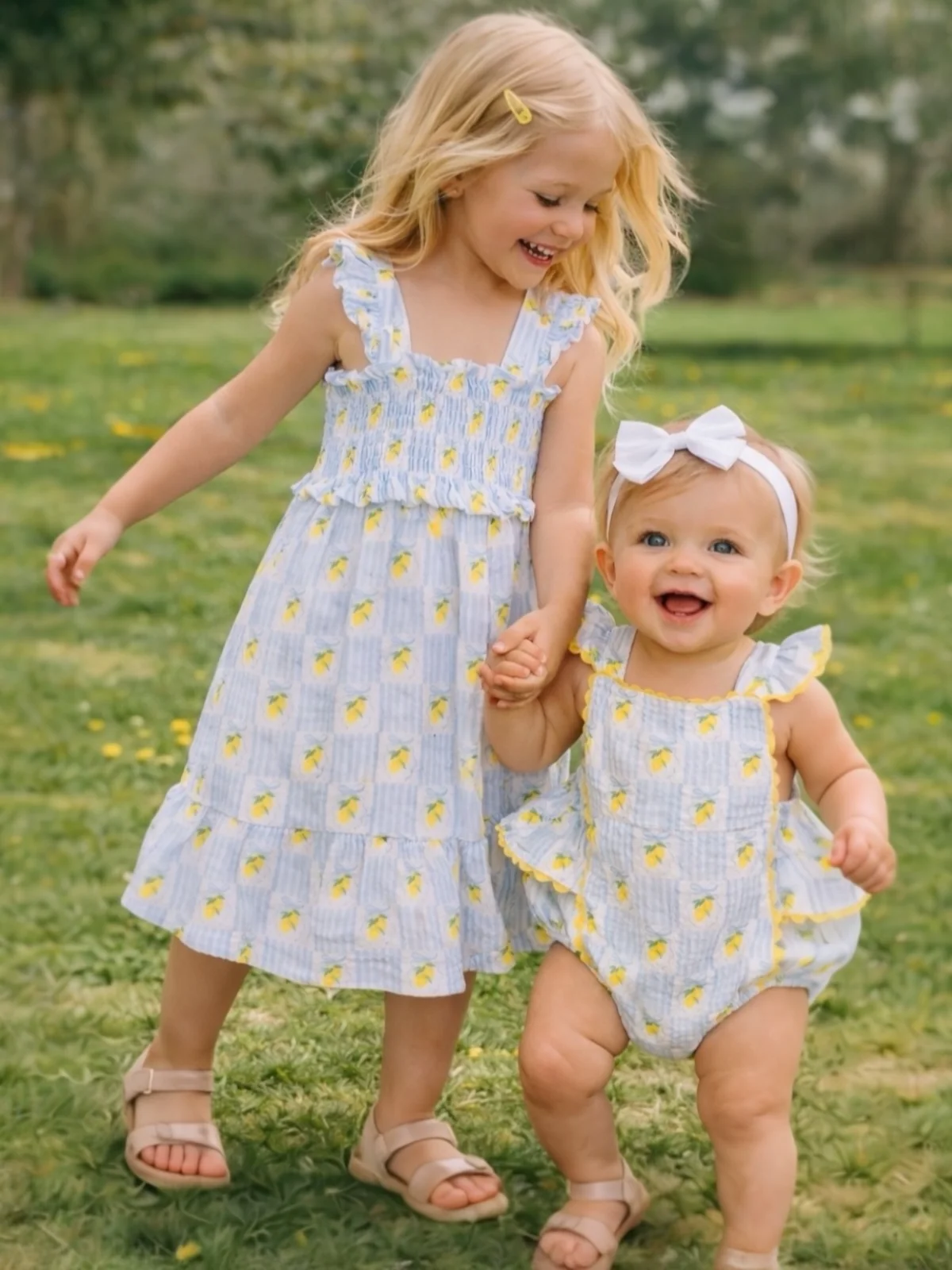 Ric Rac Ruffle Sunsuit, Lovely Lemons - Image 3
