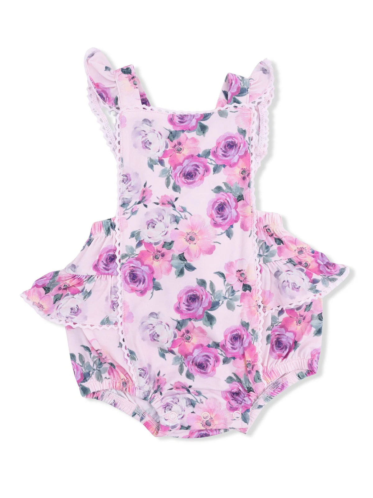 Ric Rac Ruffle Sunsuit, Rose Abundance