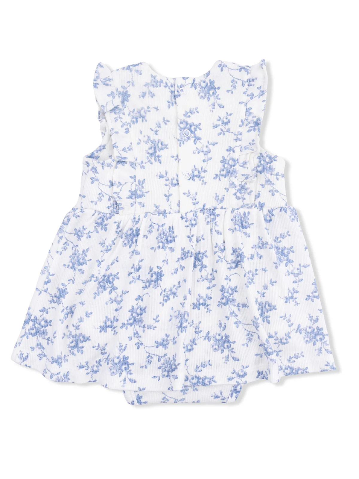 Ruffle Bodysuit Dress, Baby Blue Vines Floral - Image 2