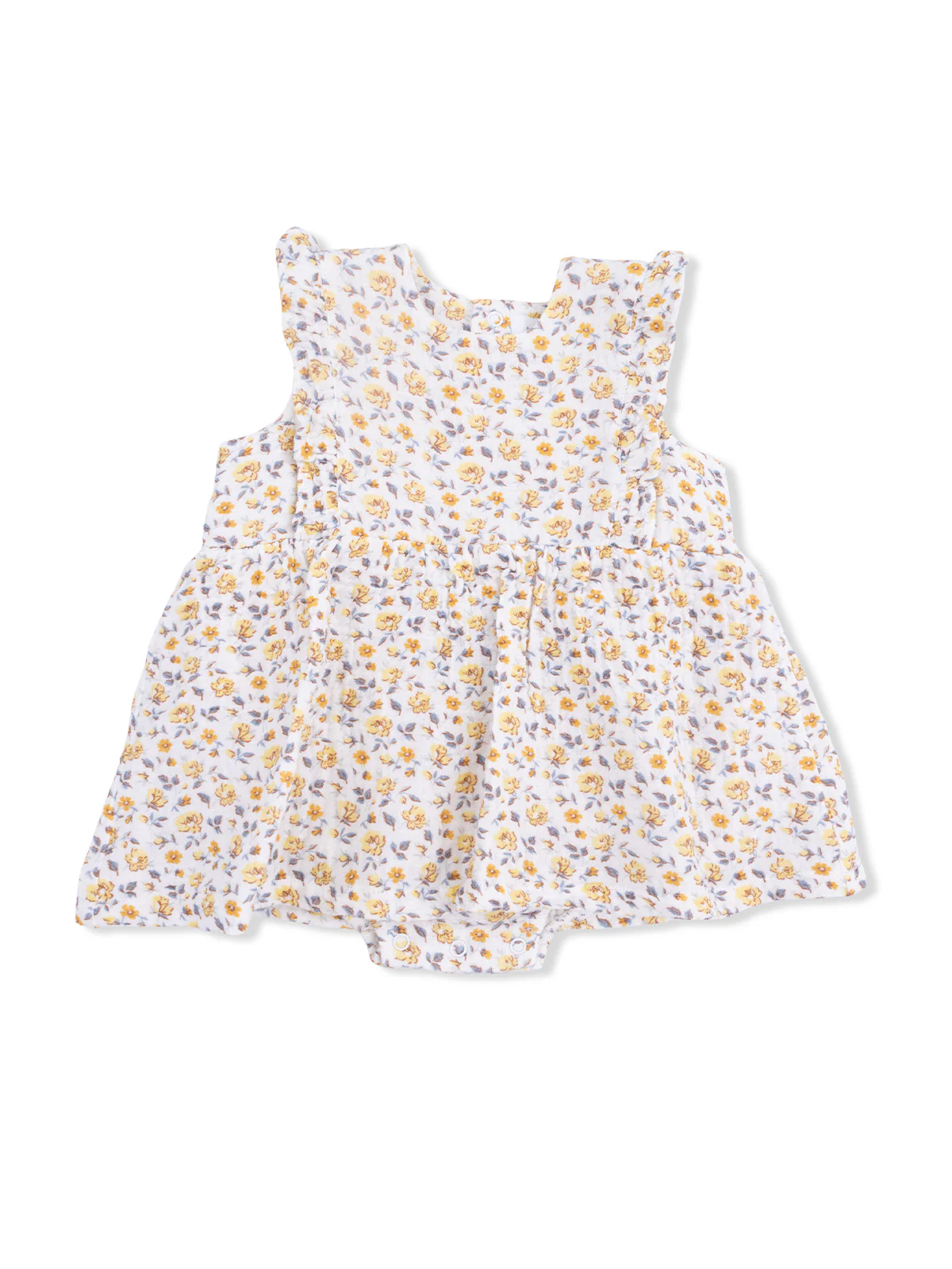Ruffle Bubble Dress, Yellow Country Roses