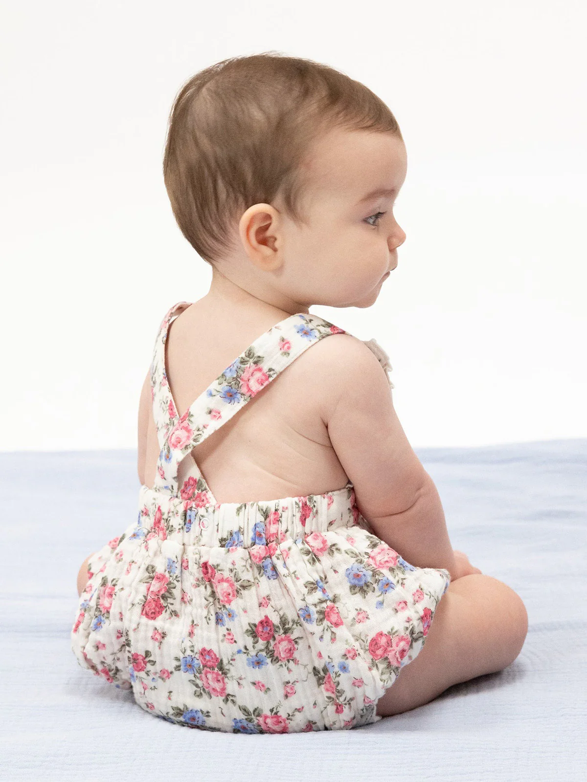 Ruffle Bubble Sunsuit, Cabbage Roses - Image 2