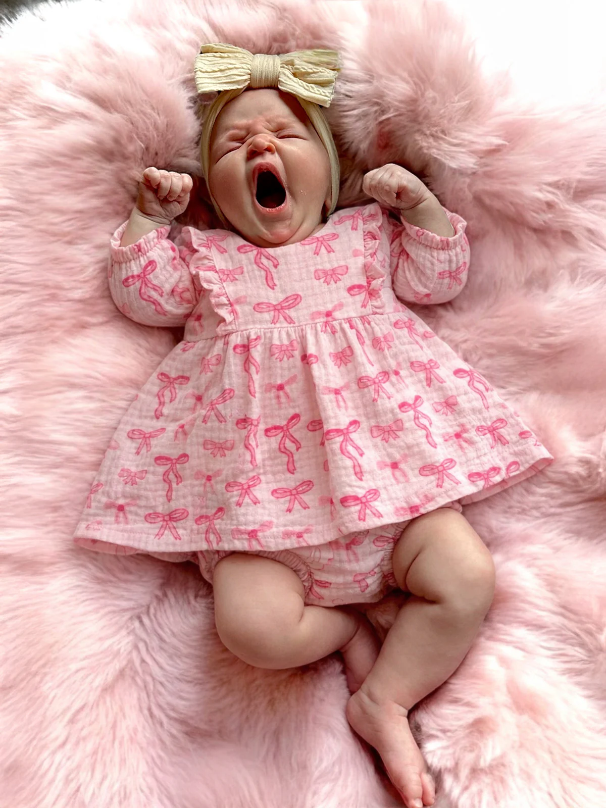 Ruffle Dress & Bloomer, Pink Bows - Image 4
