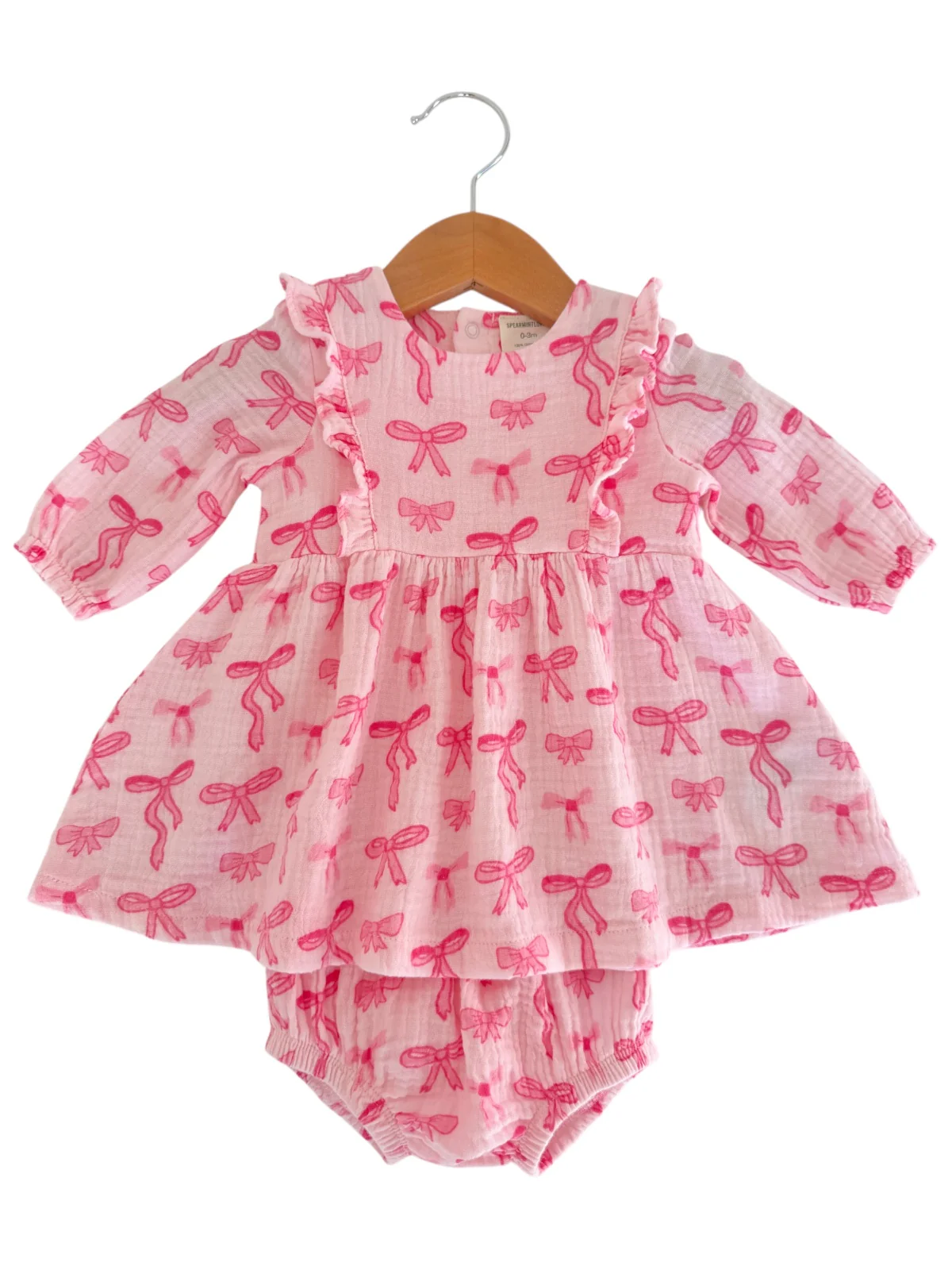 Ruffle Dress & Bloomer, Pink Bows - Image 5
