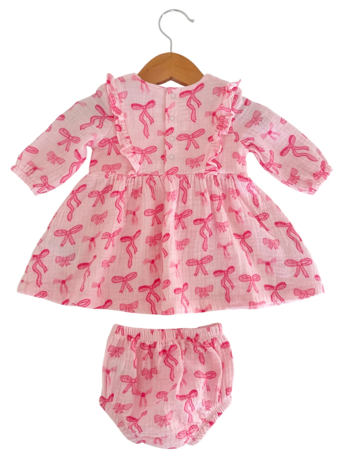 Ruffle Dress & Bloomer, Pink Bows - Image 6
