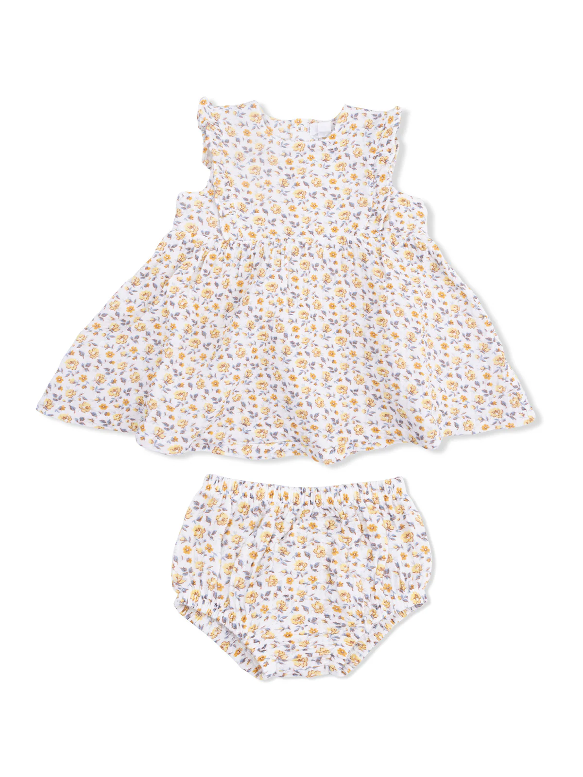 Ruffle Dress & Bloomer, Yellow Country Roses