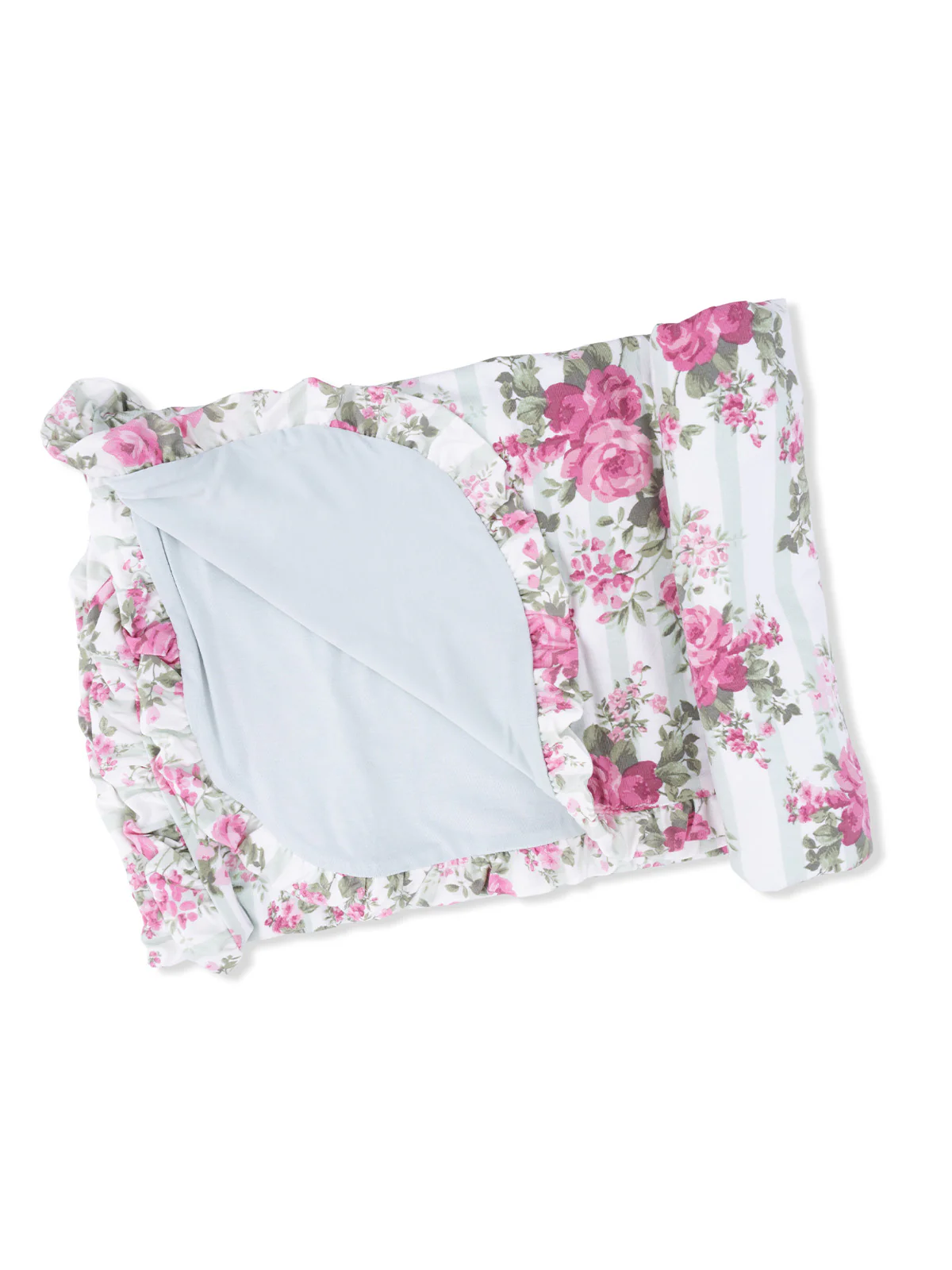 Ruffle Receiving Blanket, Cabbage Rose Stripe