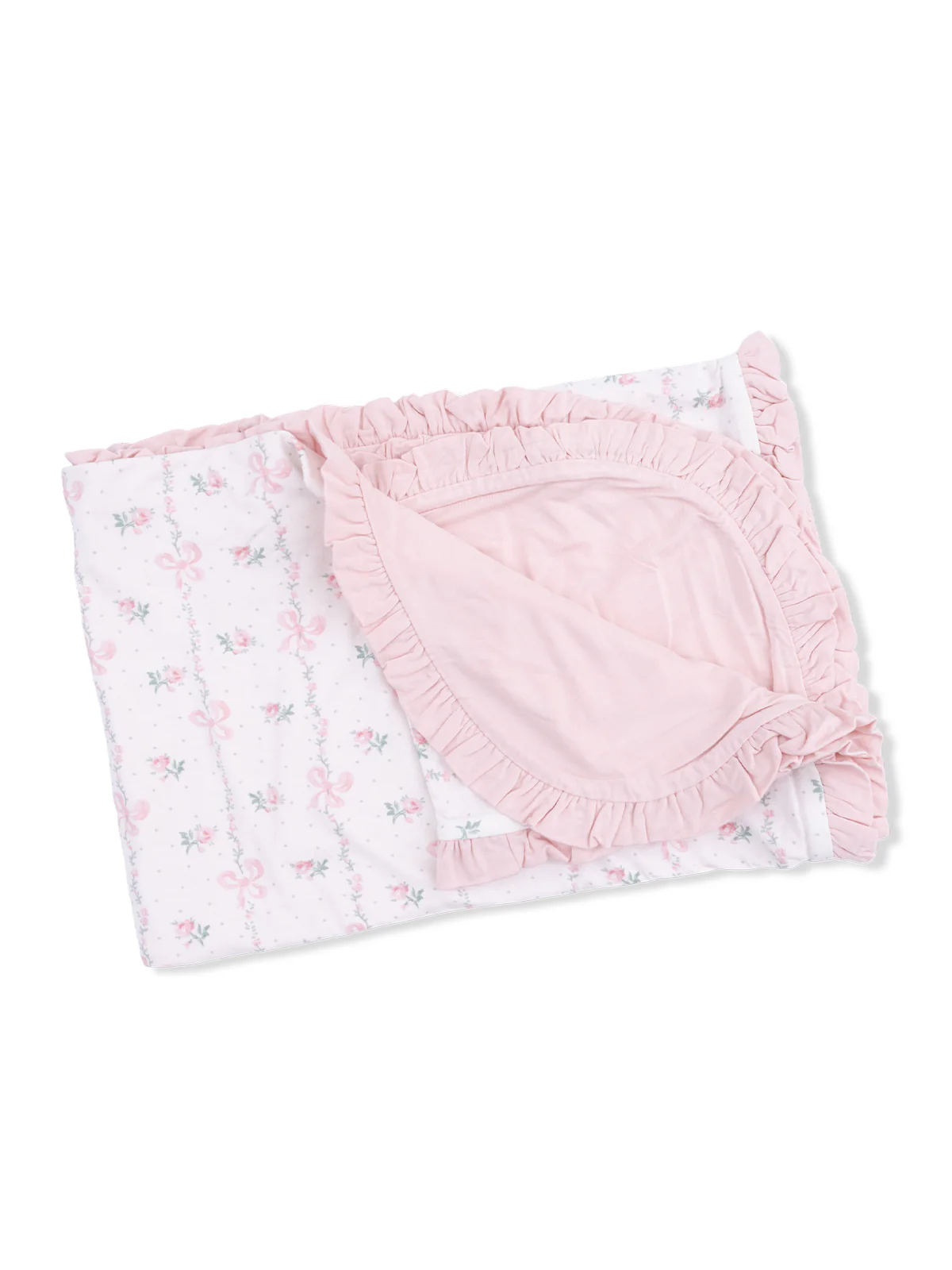 Ruffle Receiving Blanket, Dainty Buds and Bows