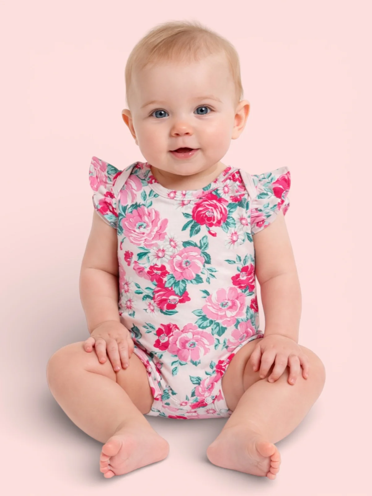 Ruffle Sleeve Bodysuit, Pink Splendor