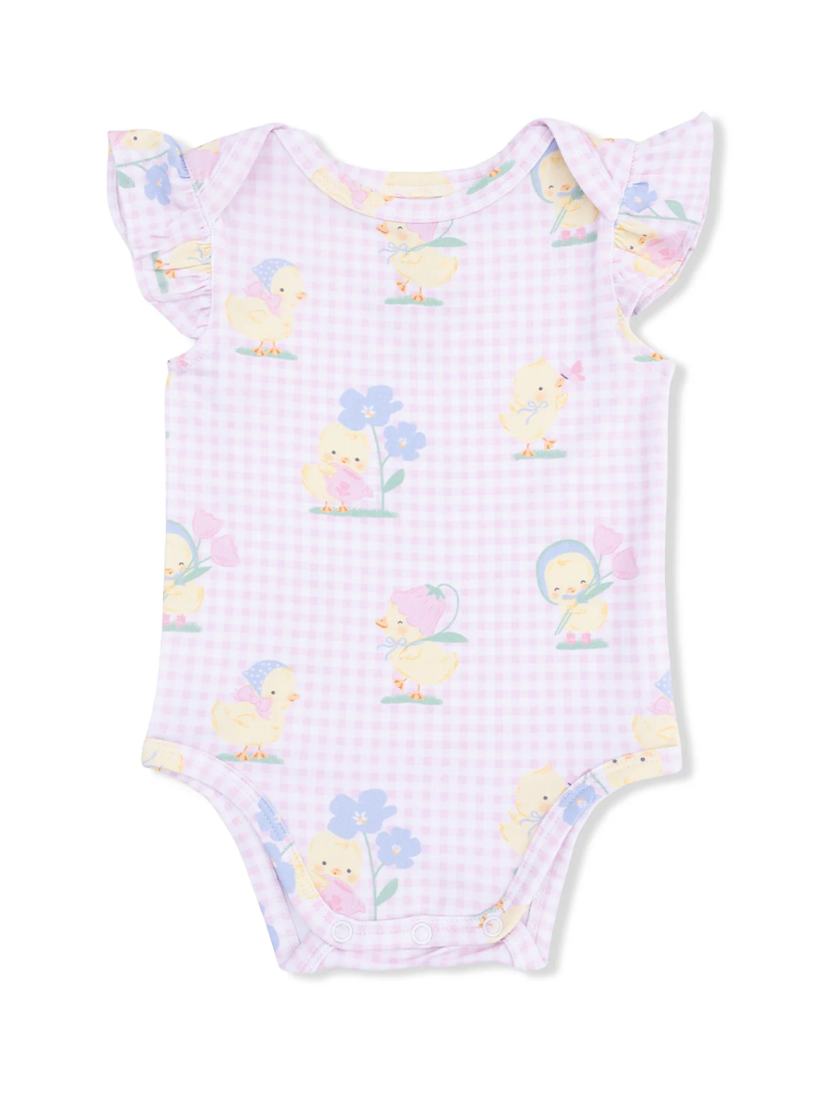 Ruffle Sleeve Bodysuit, Vintage Spring Ducklings Pink